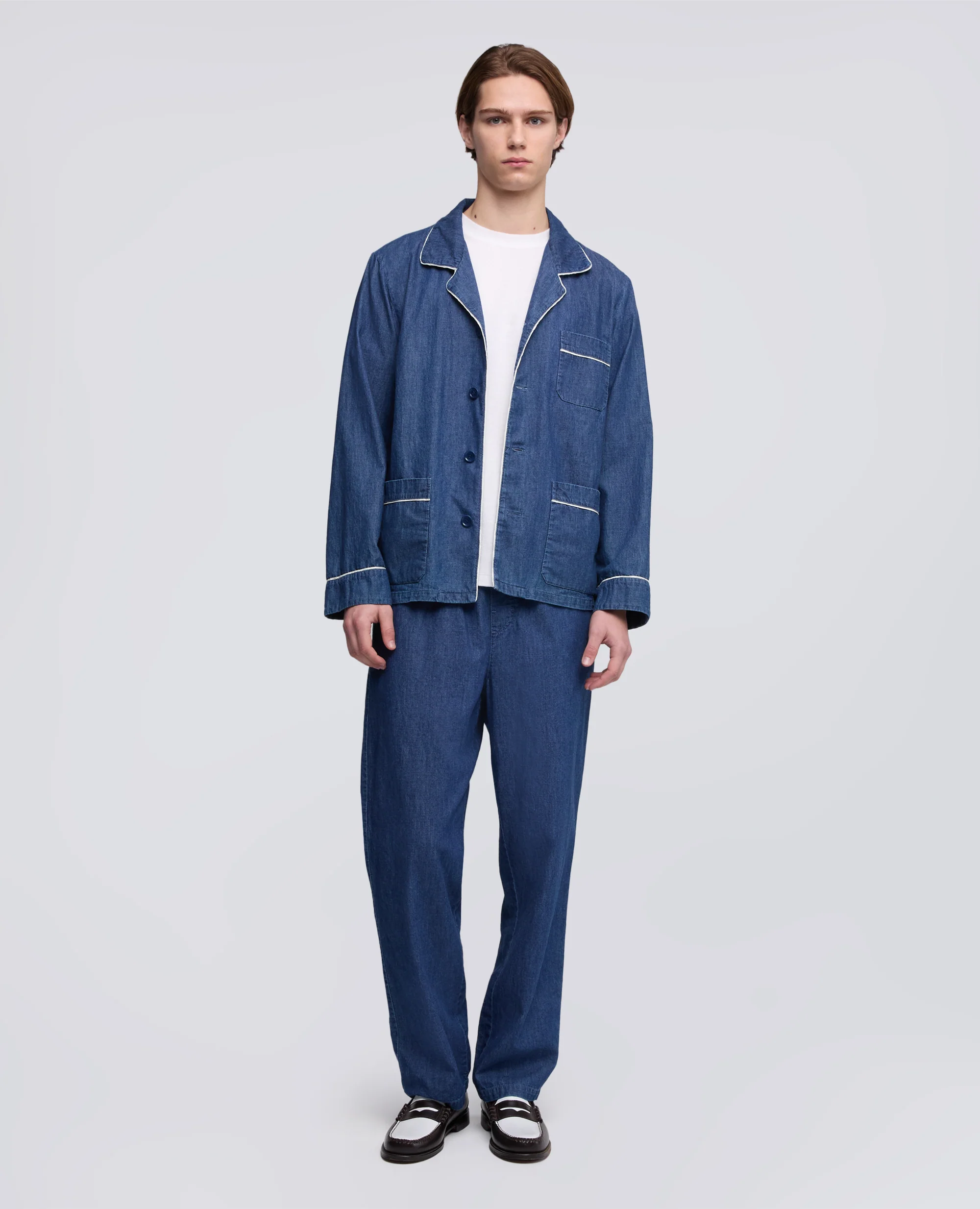 GIACCA PIAGIAMA IN DENIM DI COTONE LEGGERO - DENIM - Image 2