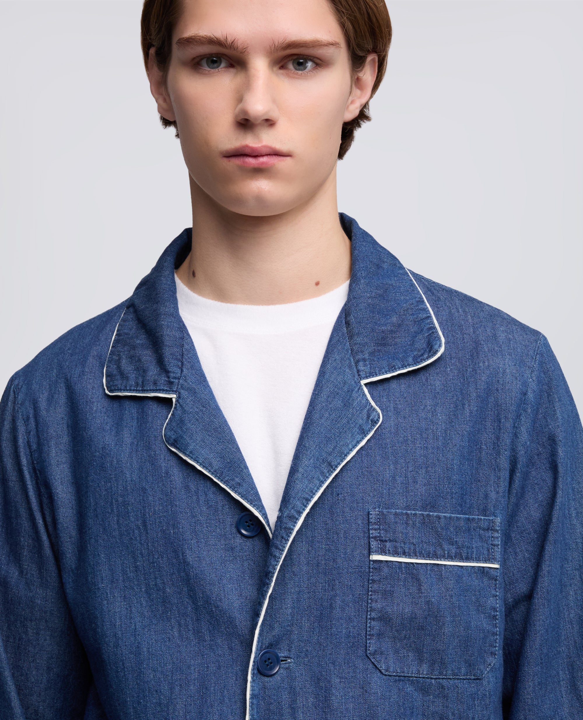 GIACCA PIAGIAMA IN DENIM DI COTONE LEGGERO - DENIM - Image 4