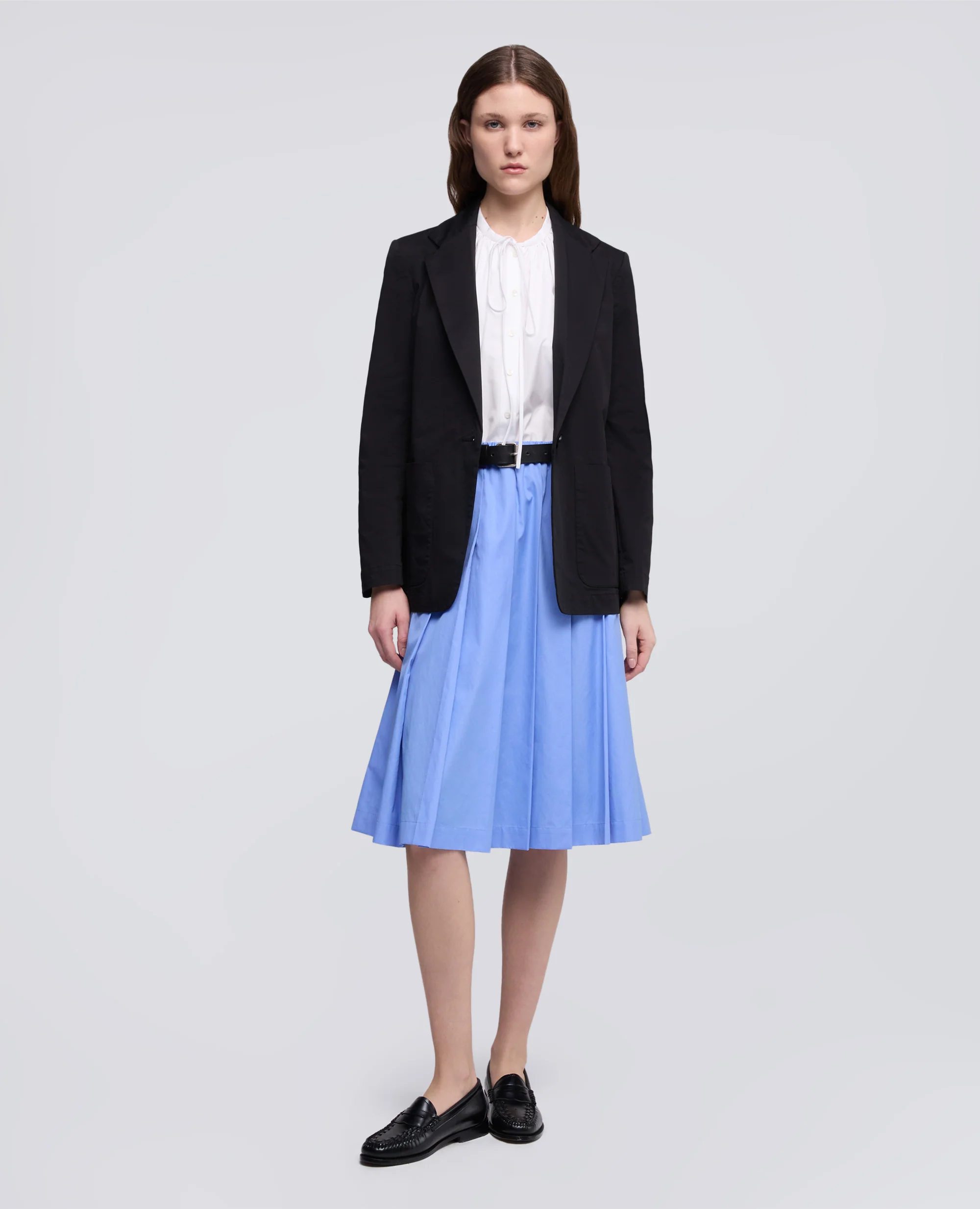 GIACCA MONOPETTO DECOSTRUITA IN TWILL DI COTONE STRETCH - NERO - Image 2