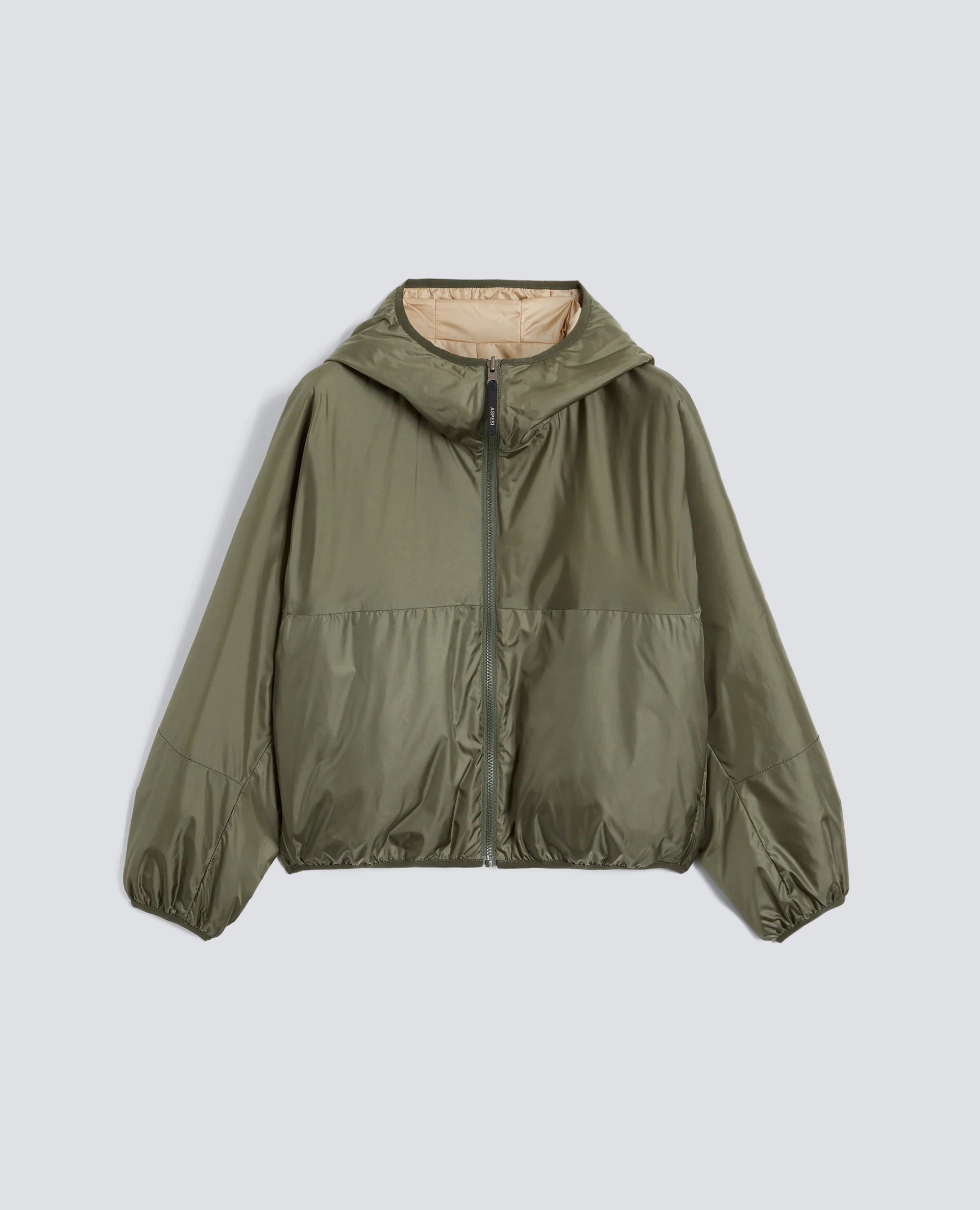 GIUBBOTTO REVERSIBILE BICOLORE IN NYLON - VERDE+BEIGE