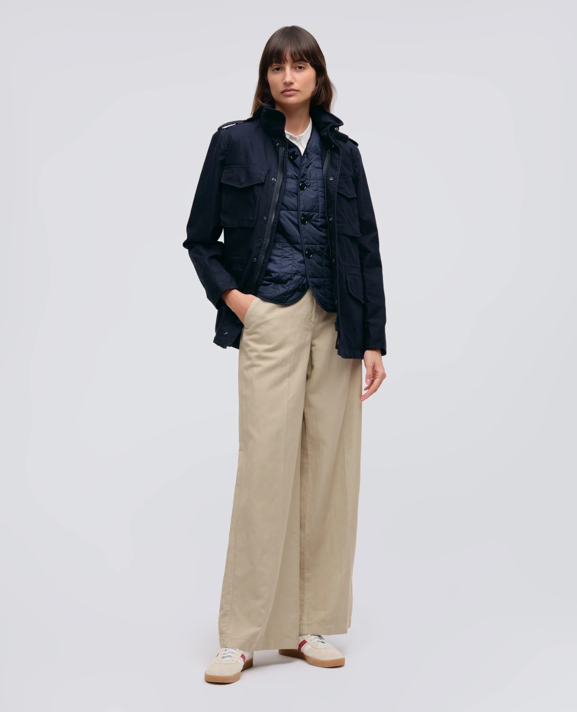 GIUBBOTTO MINI FIELD IN GABARDINE DI COTONE CON GILET INTERNO - NAVY - Image 2