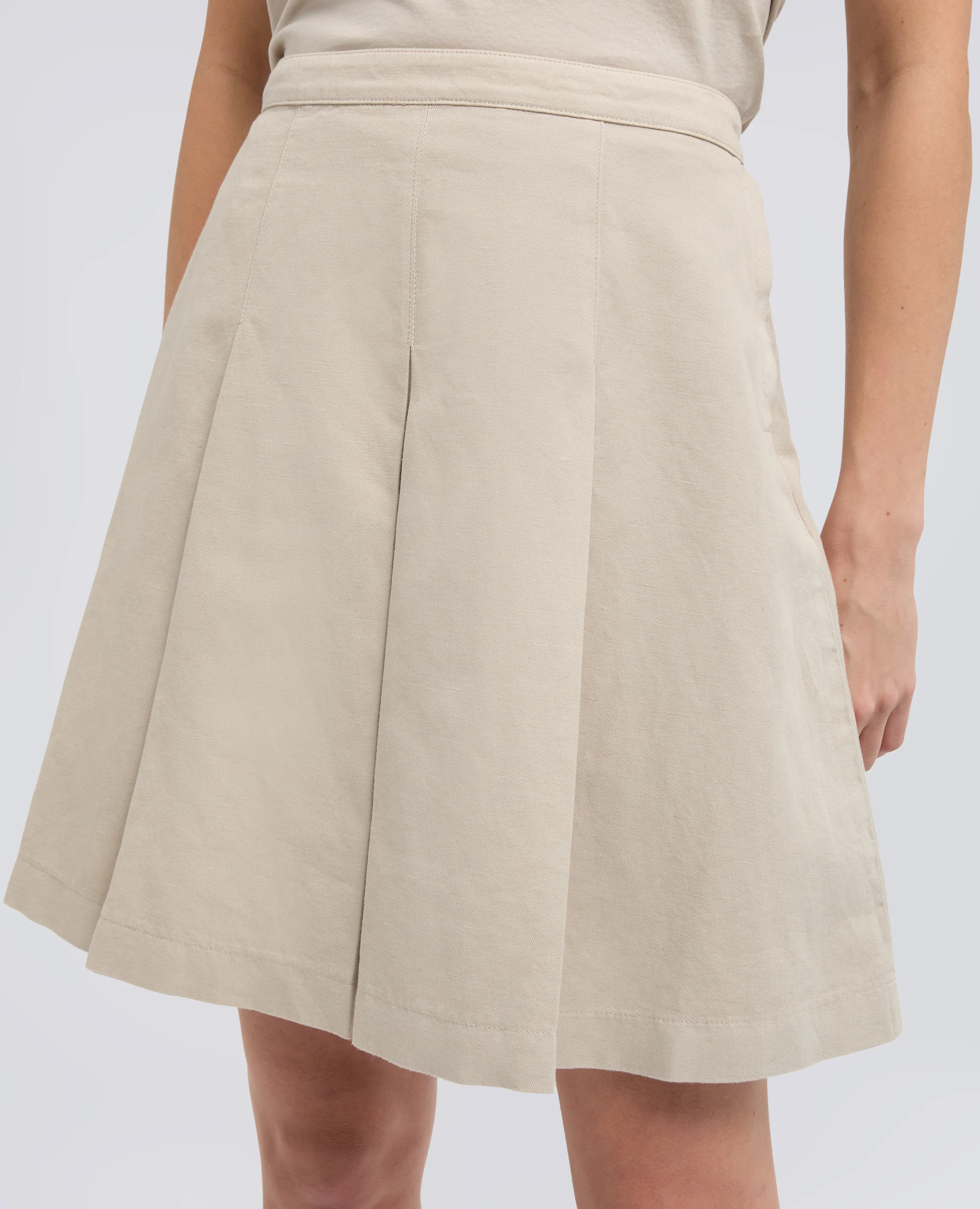 GONNA IN GABARDINE DI COTONE E LINO TINTO CAPO - BEIGE - Image 4