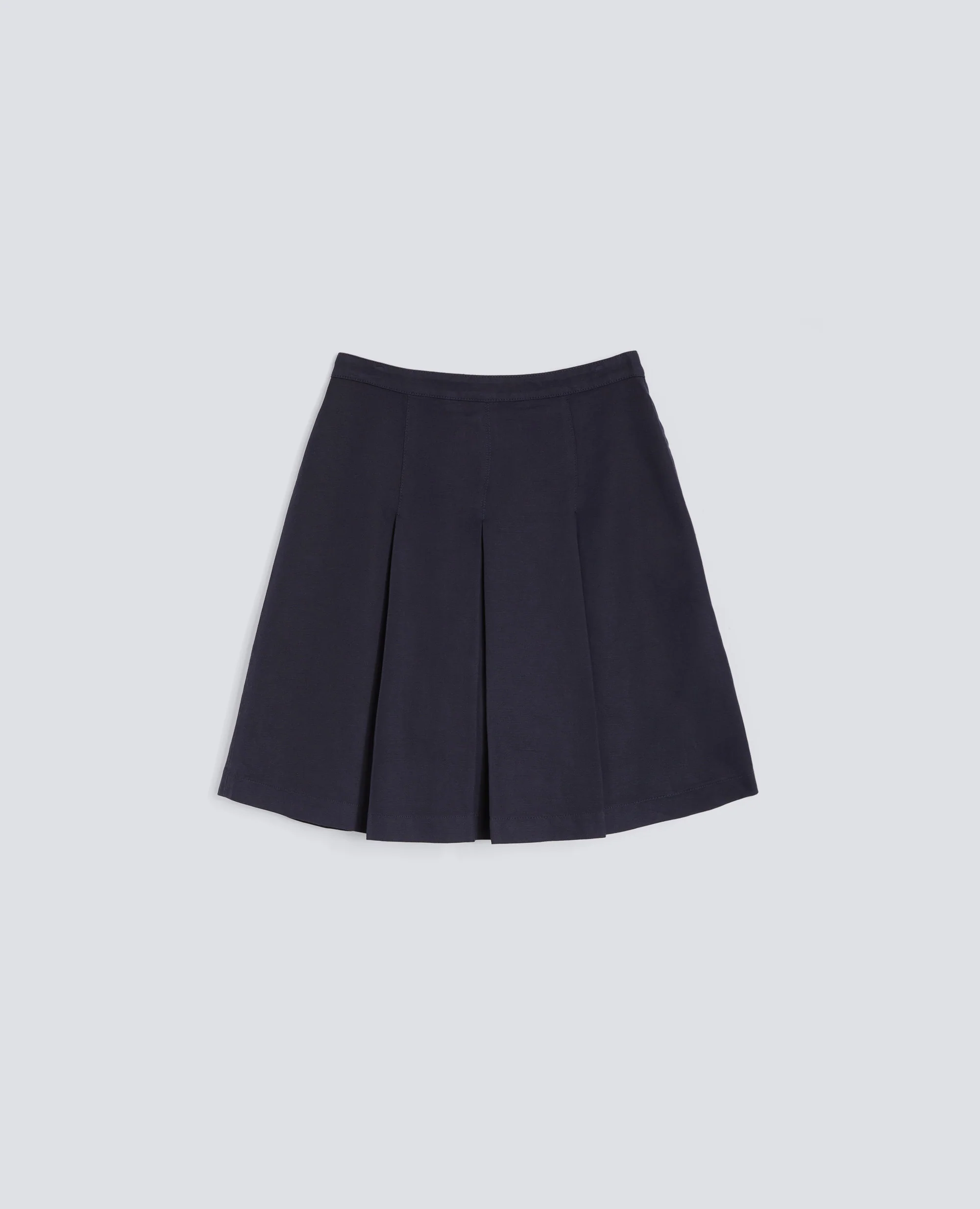 GONNA IN GABARDINE DI COTONE E LINO TINTO CAPO - NAVY