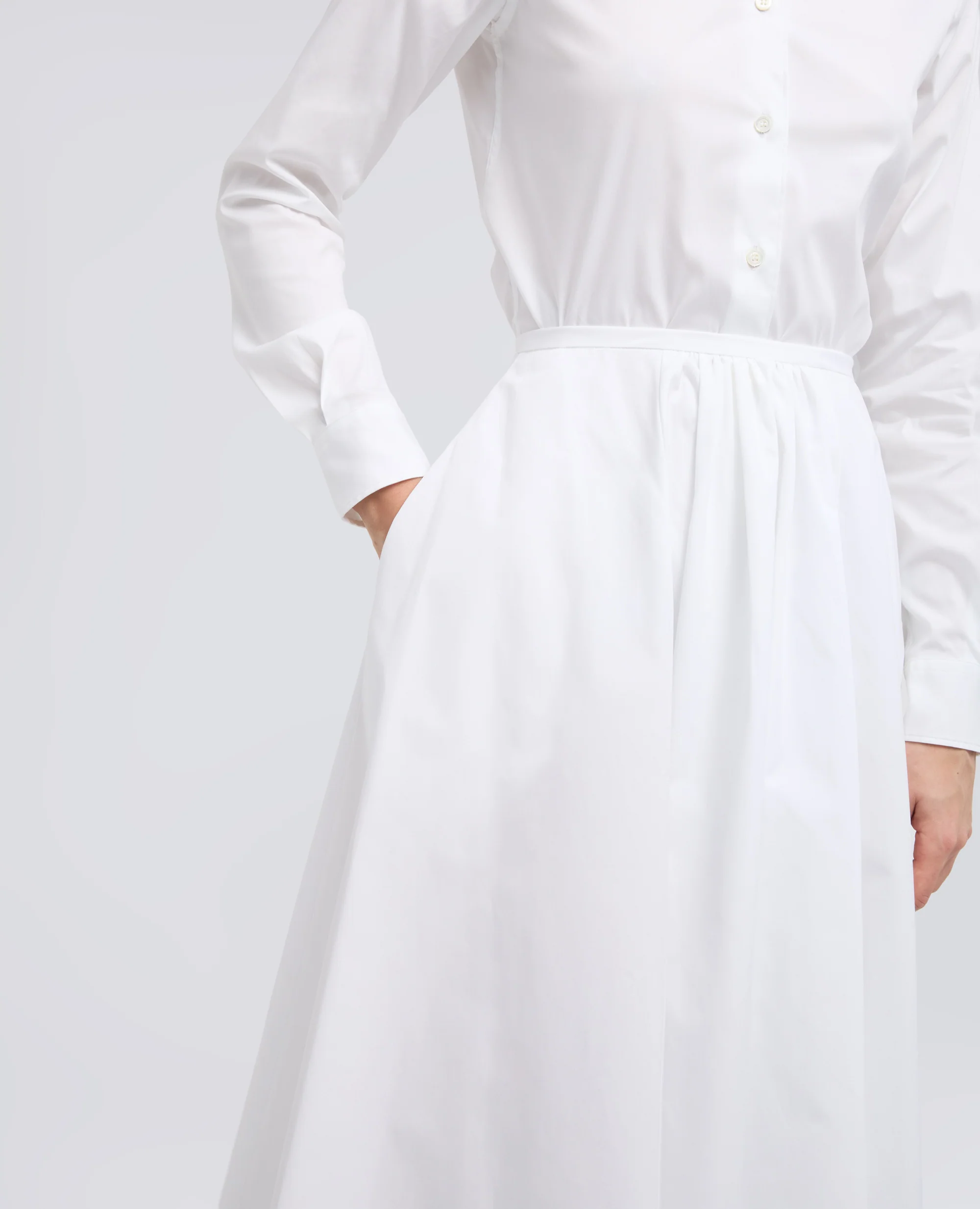 GONNA IN POPELINE COTONE - BIANCO - Image 4