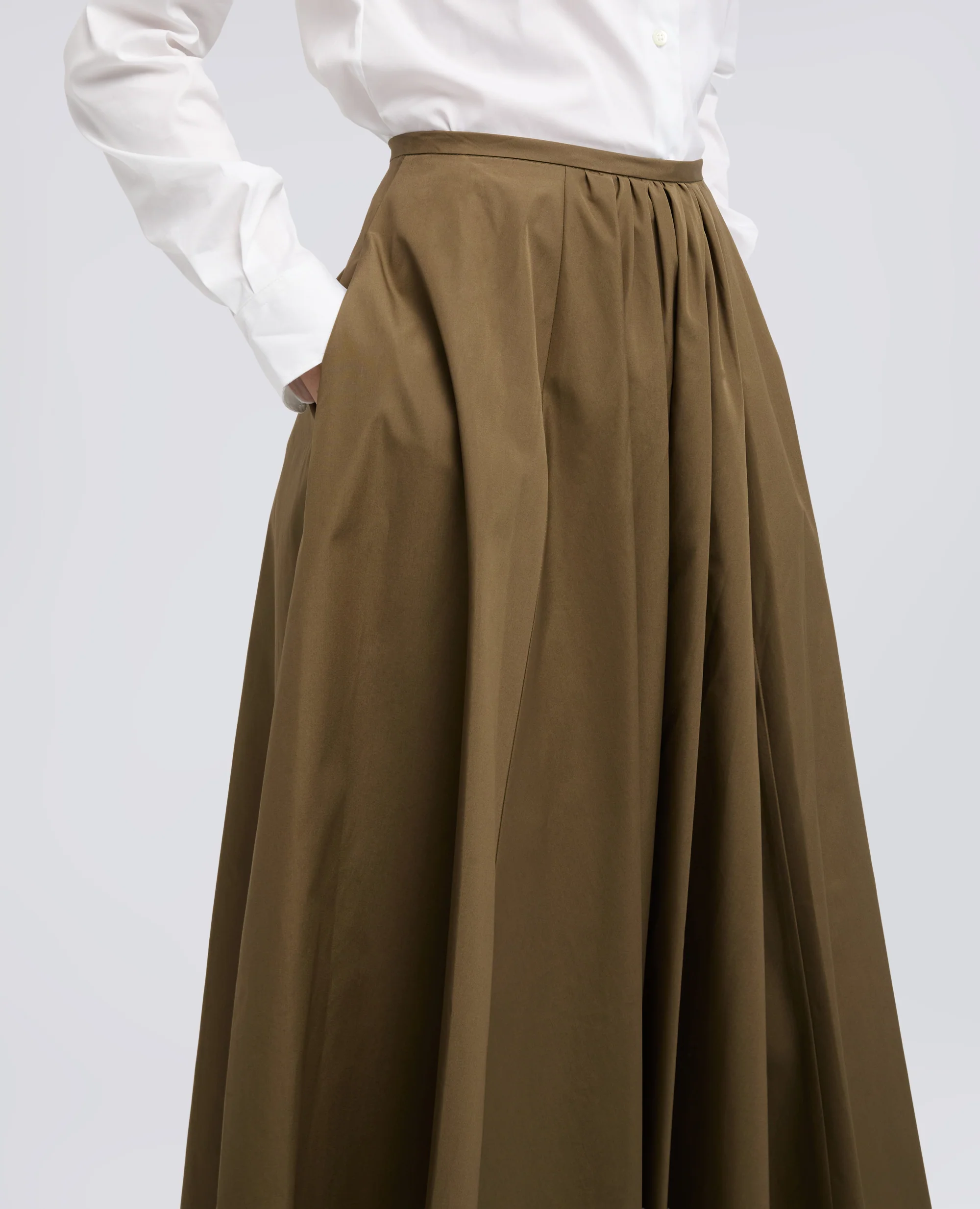 GONNA IN POPELINE COTONE - MILITARE - Image 4