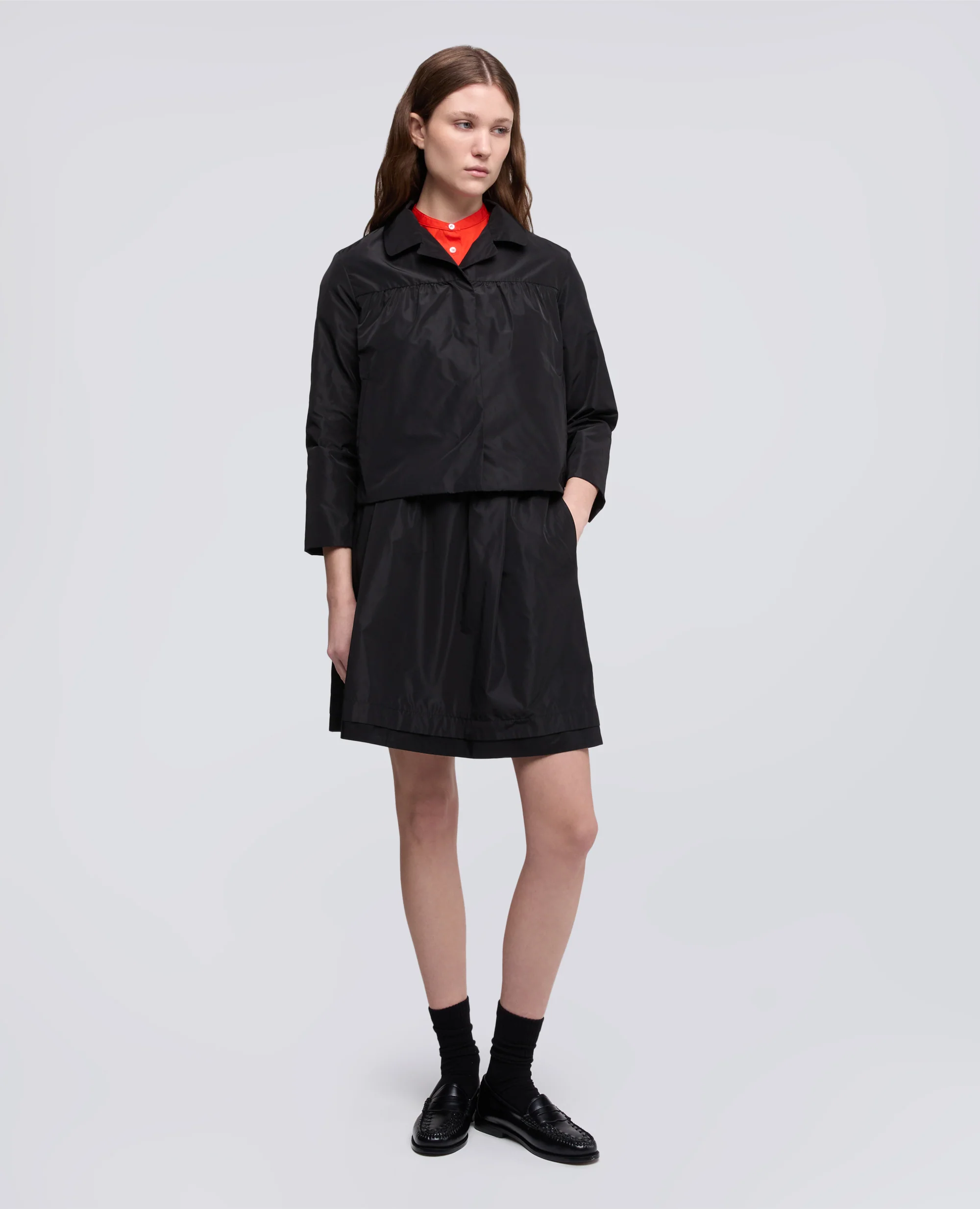 GONNA A PIEGHE IN POLIESTERE TECNICO - NERO - Image 2