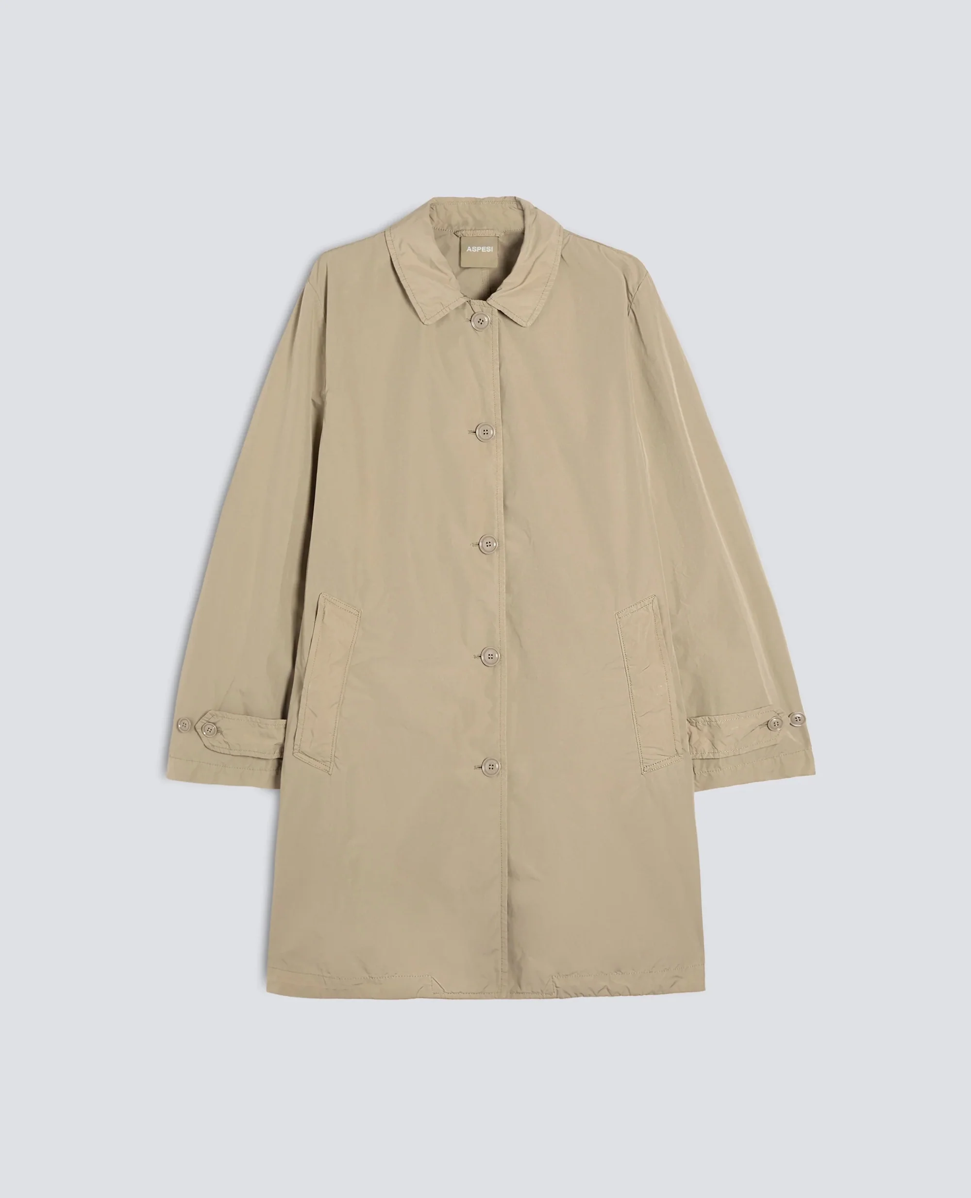 IMPERMEABILE IN POLIESTERE E NYLON COMPATTO - BEIGE