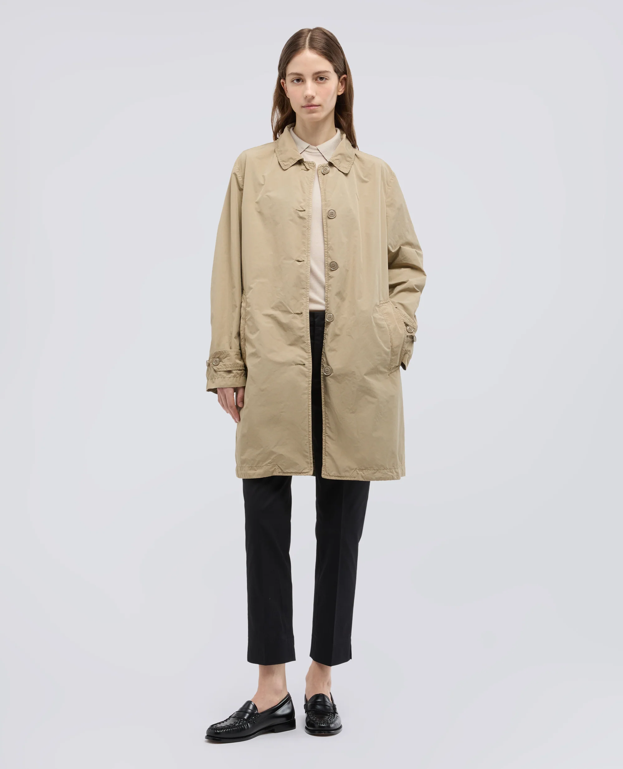 IMPERMEABILE IN POLIESTERE E NYLON COMPATTO - BEIGE - Image 2