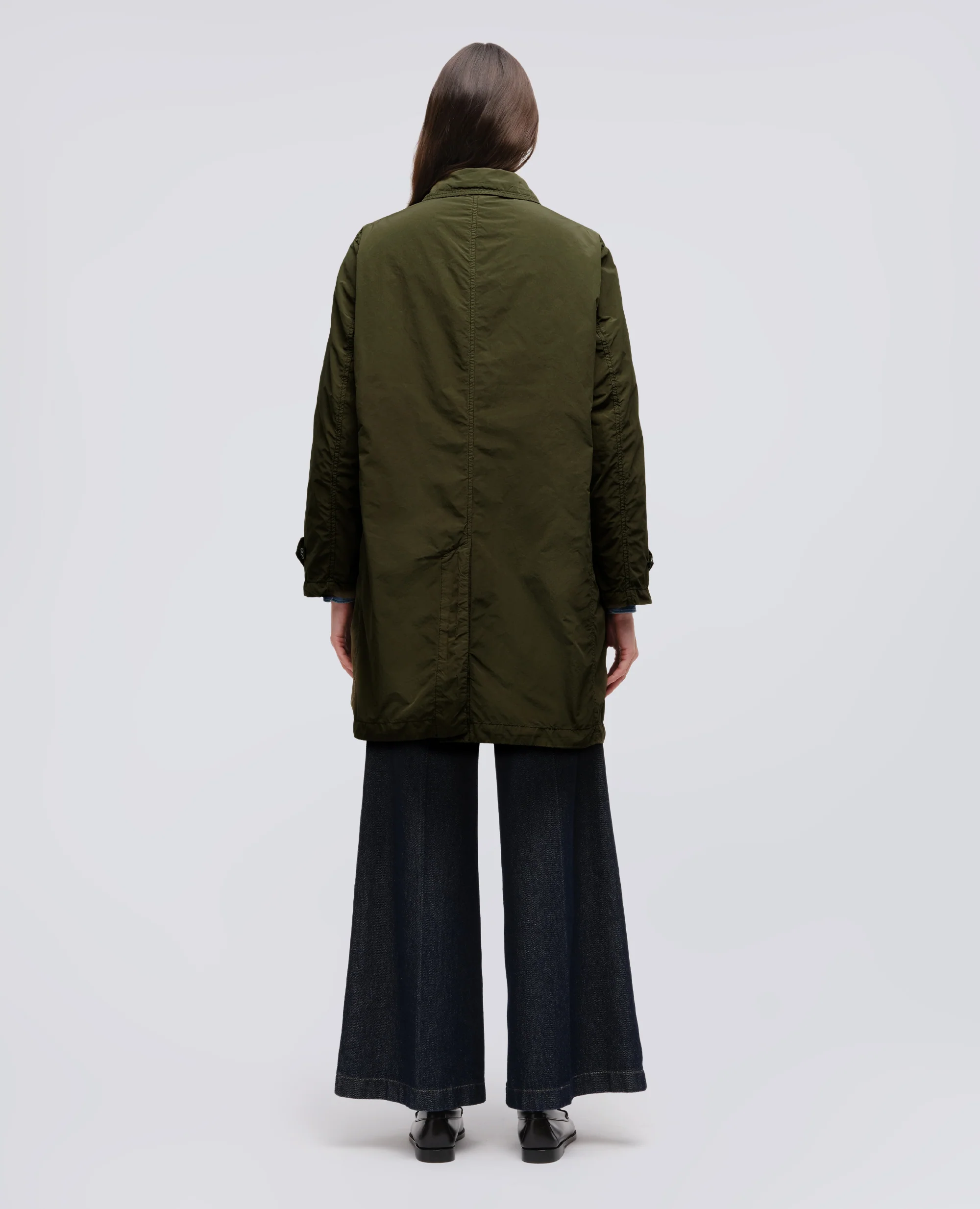 IMPERMEABILE IN POLIESTERE E NYLON COMPATTO - MILITARE - Image 3