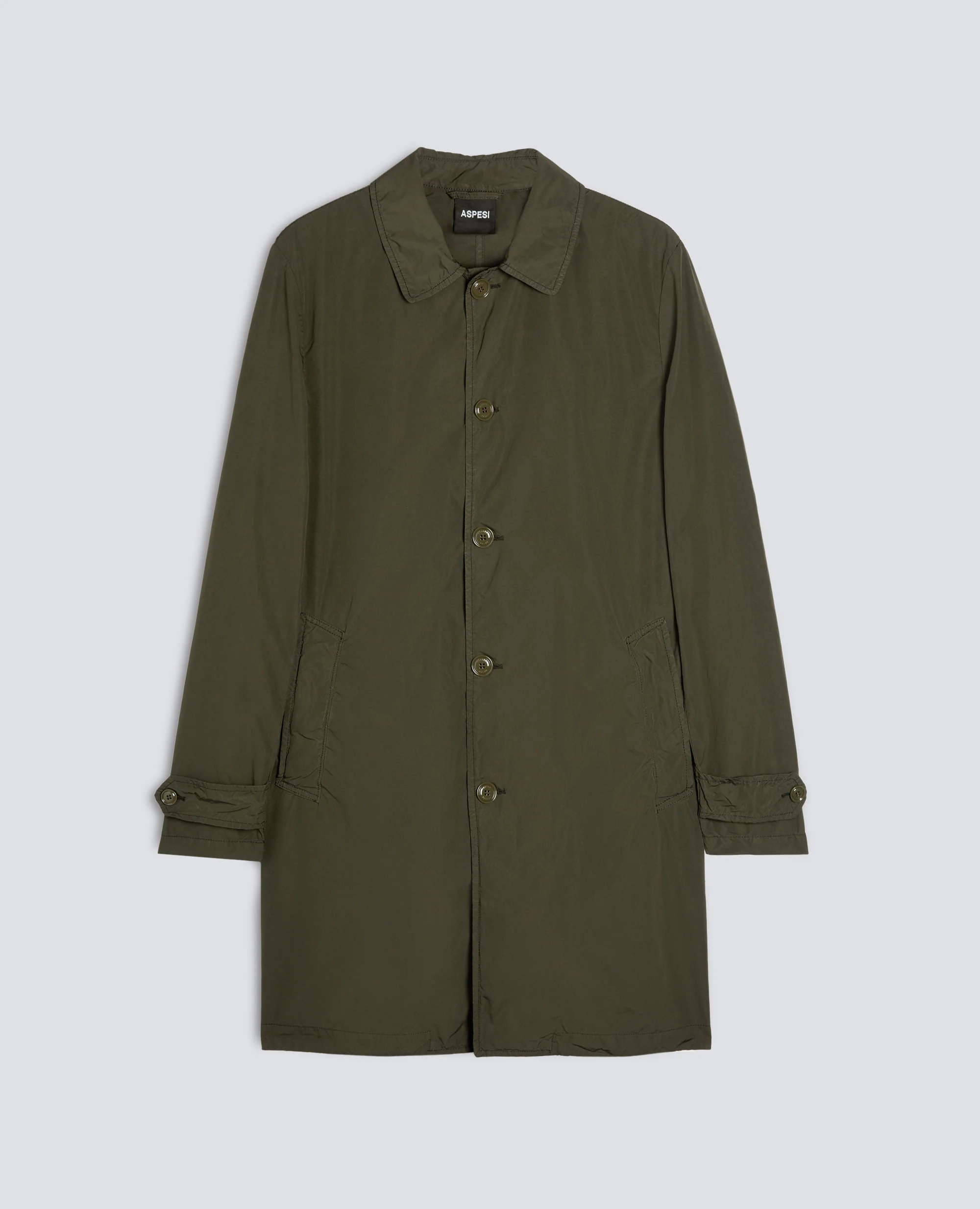 IMPERMEABILE IN POLIESTERE E NYLON COMPATTO - MILITARE