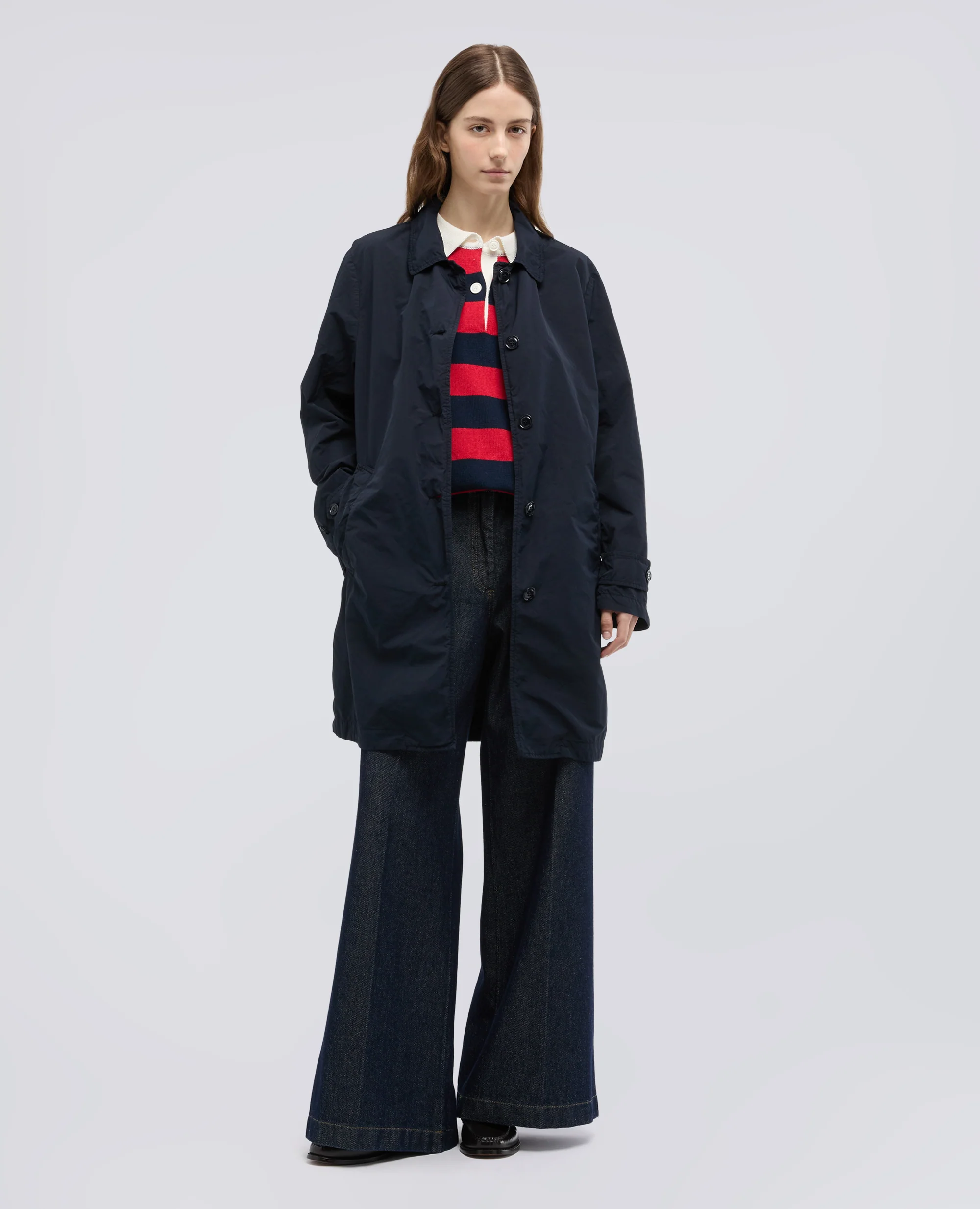 IMPERMEABILE IN POLIESTERE E NYLON COMPATTO - NAVY - Image 2