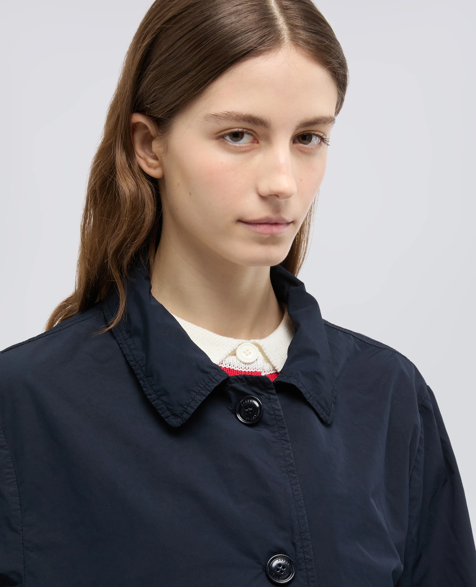 IMPERMEABILE IN POLIESTERE E NYLON COMPATTO - NAVY - Image 4