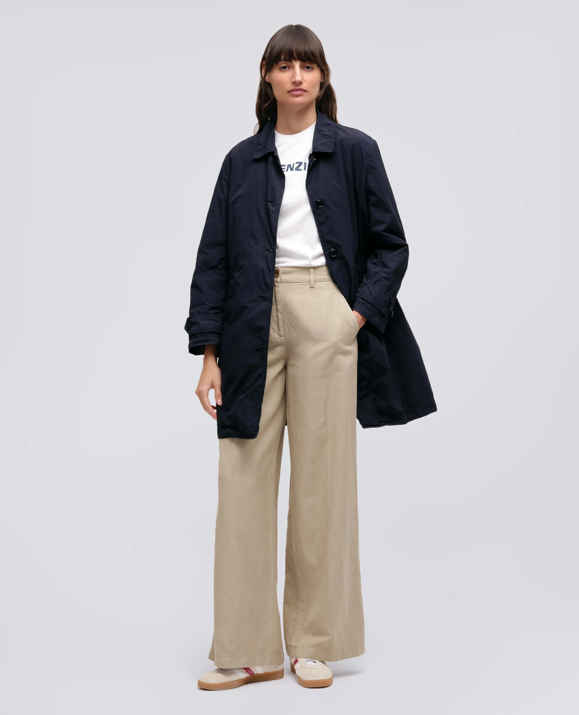 IMPERMEABILE IN POLIESTERE E NYLON COMPATTO - NAVY - Image 2