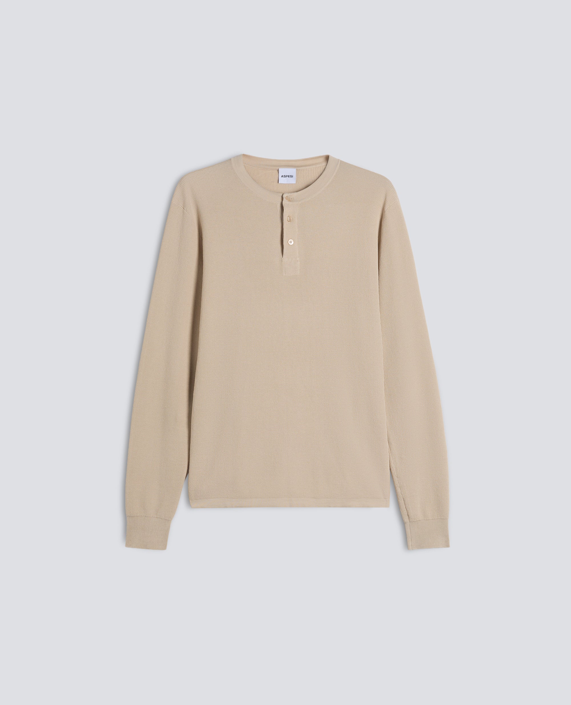 MAGLIA GIROCOLLO IN COTONE - SABBIA