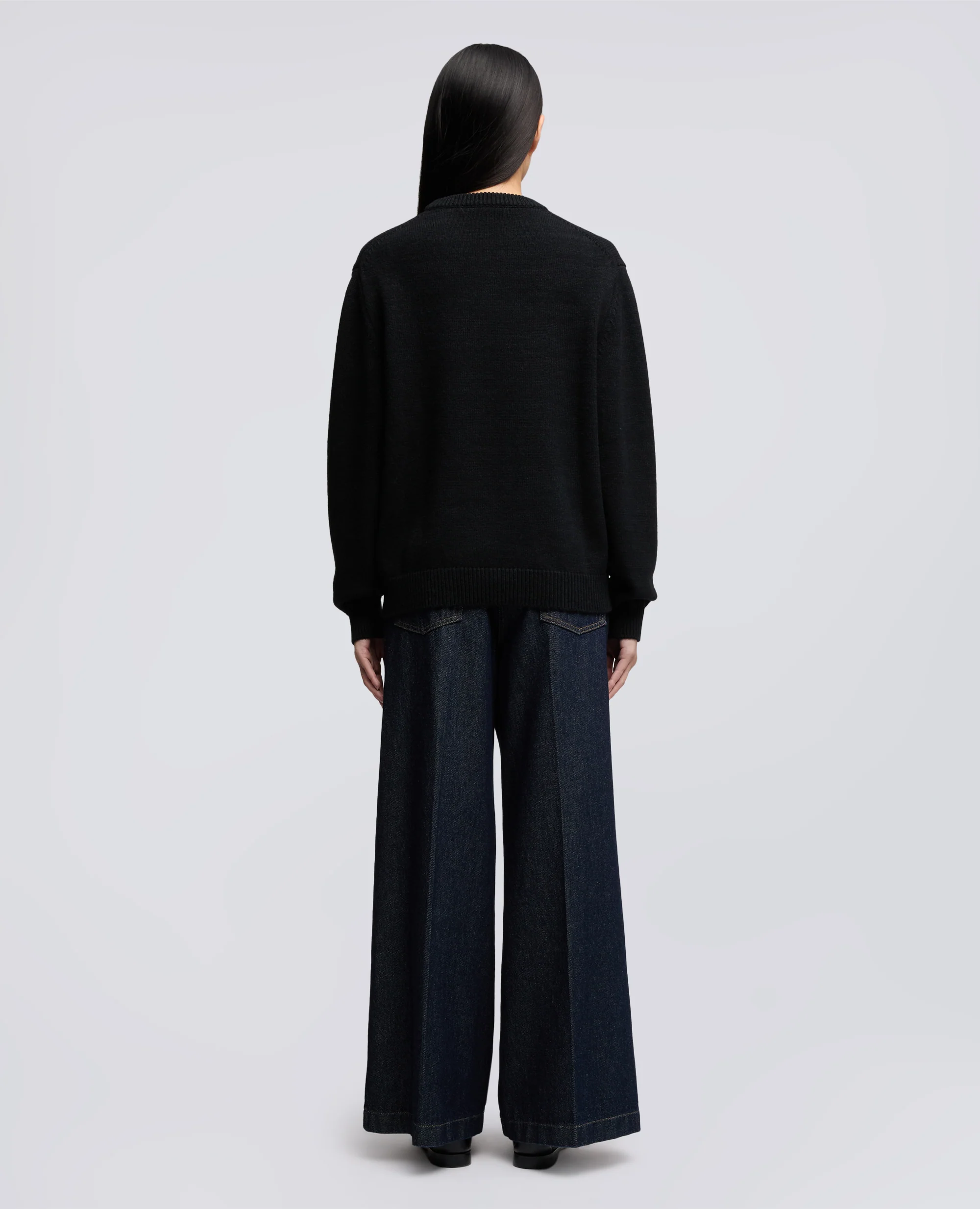 MAGLIA GIROCOLLO IN MISTO COTONE, CANAPA E LANA - FONDO NERO - Image 3