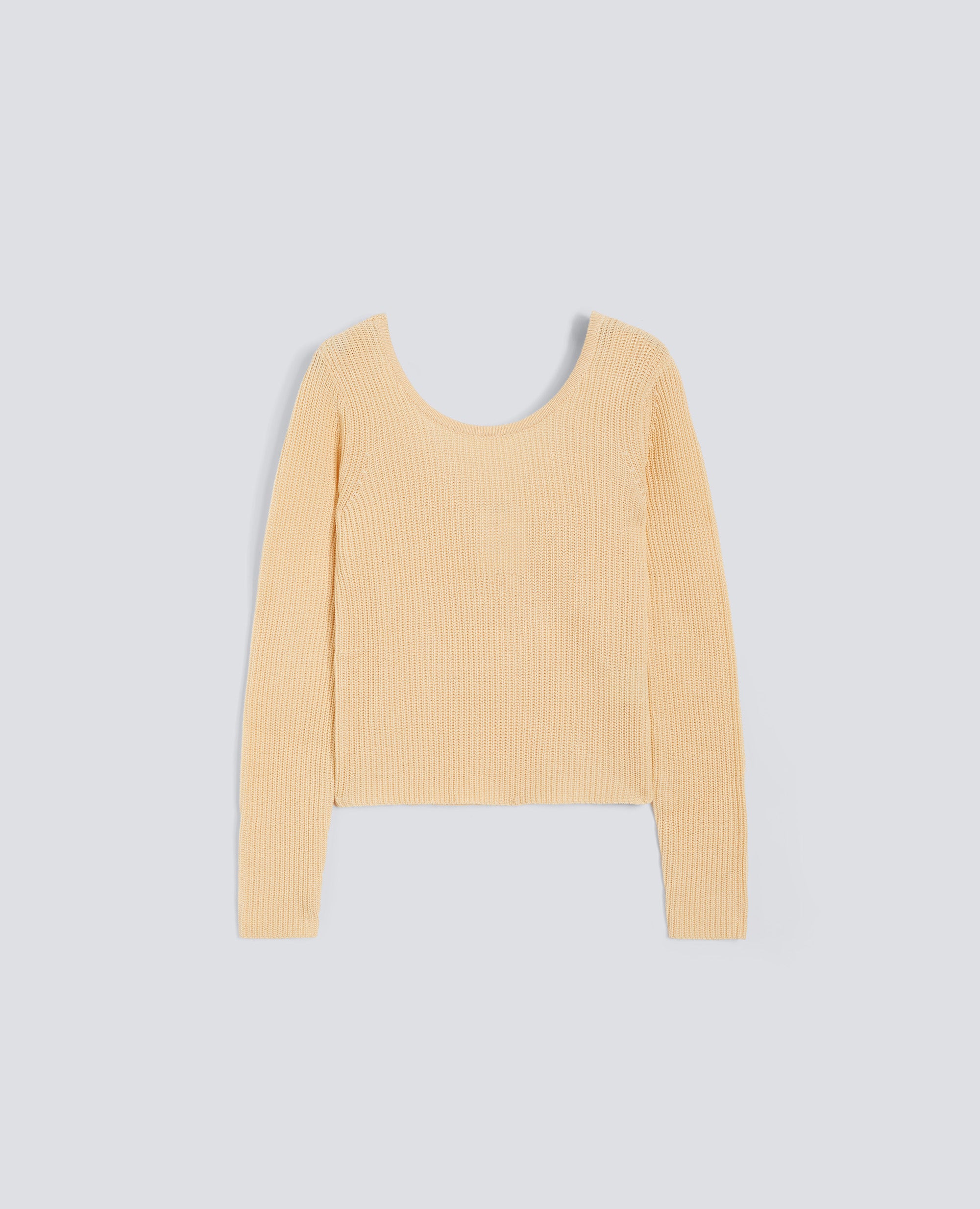 MAGLIA A MANICHE LUNGHE IN FILATO DI COTONE - NATURALE