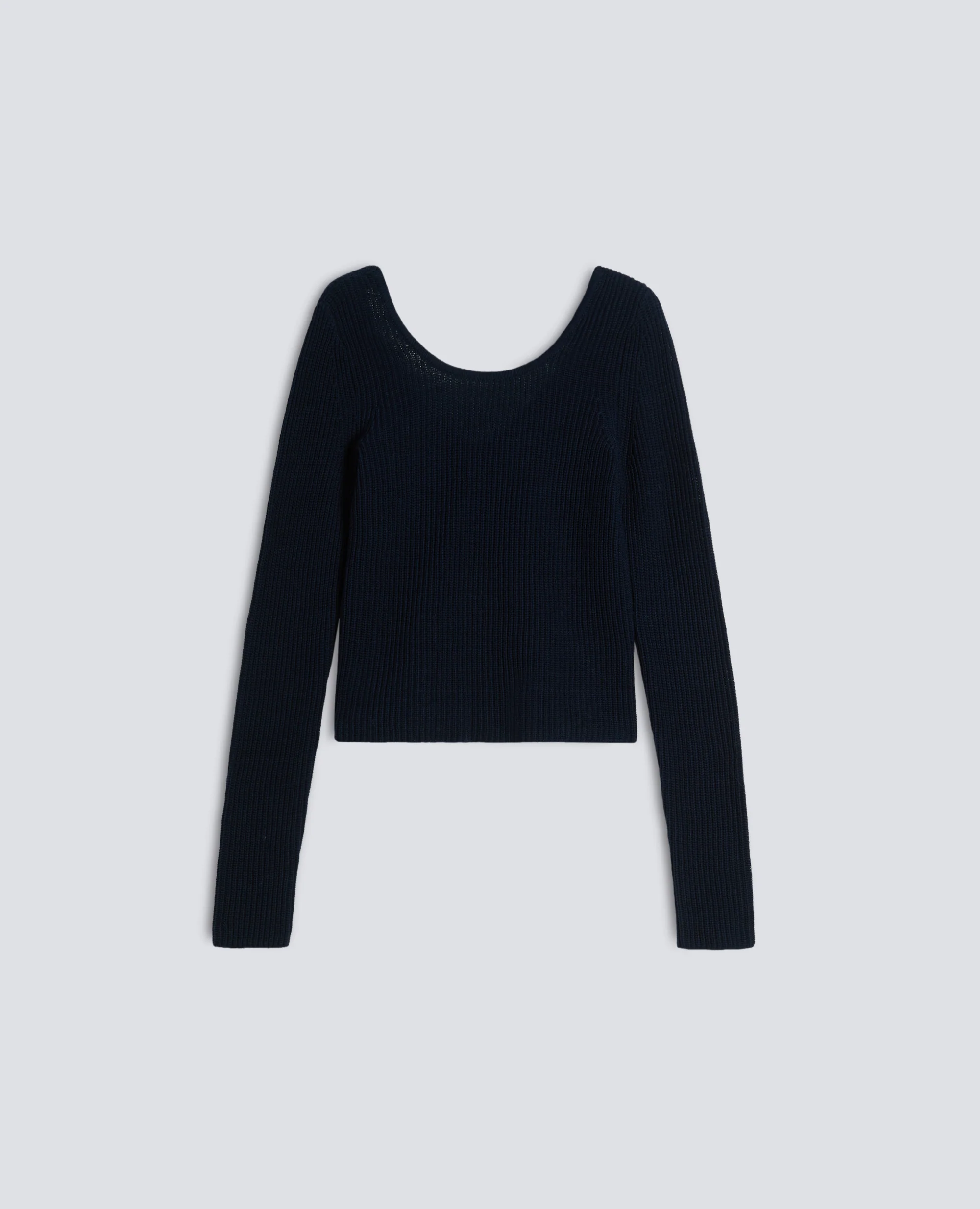 MAGLIA A MANICHE LUNGHE IN FILATO DI COTONE - NAVY