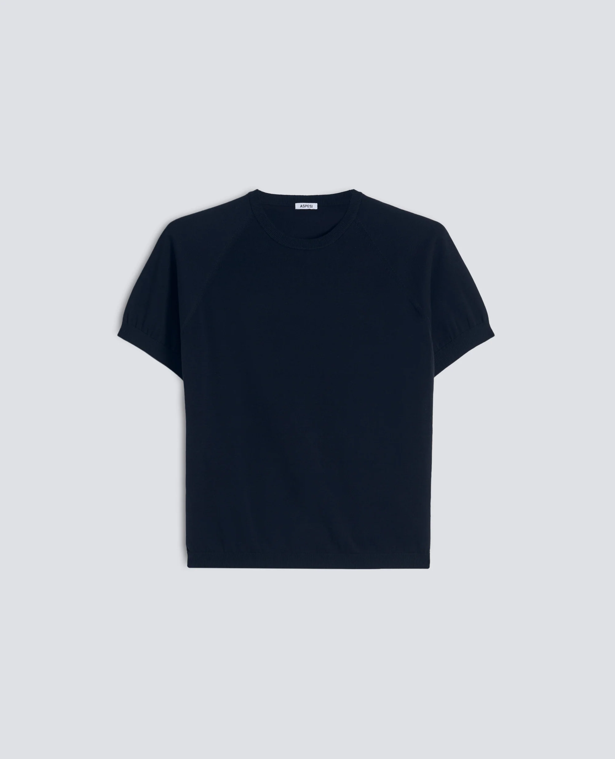 T-SHIRT GIROCOLLO IN FILATO DI PURO COTONE - NAVY