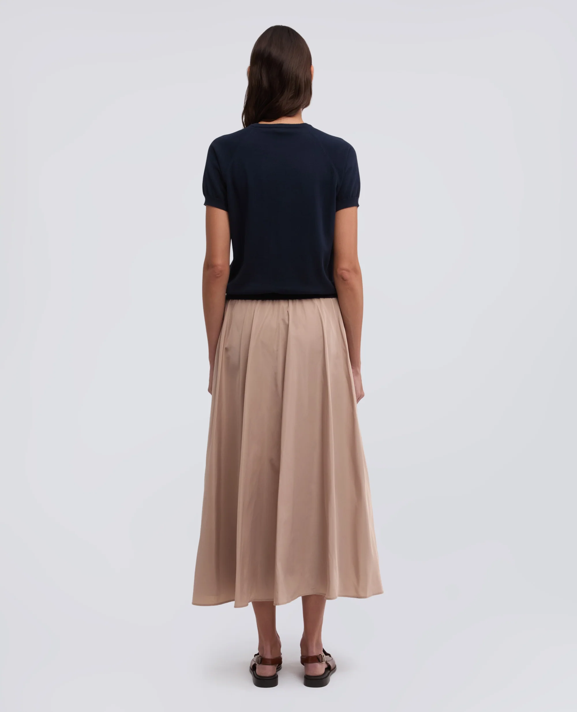 T-SHIRT GIROCOLLO IN FILATO DI PURO COTONE - NAVY - Image 3