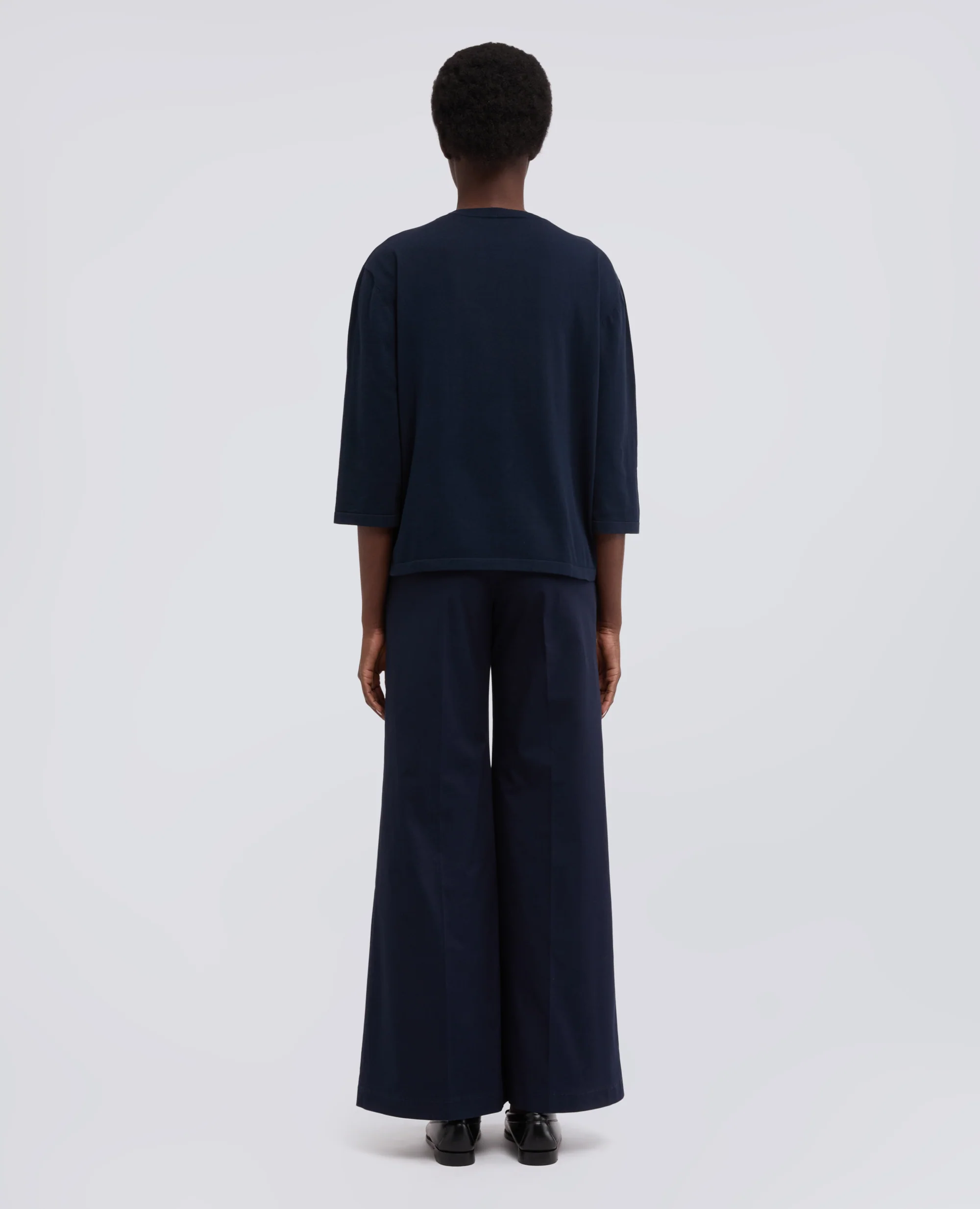 MAGLIA SCOLLO A BARCHETTA IN PURO COTONE - NAVY - Image 3
