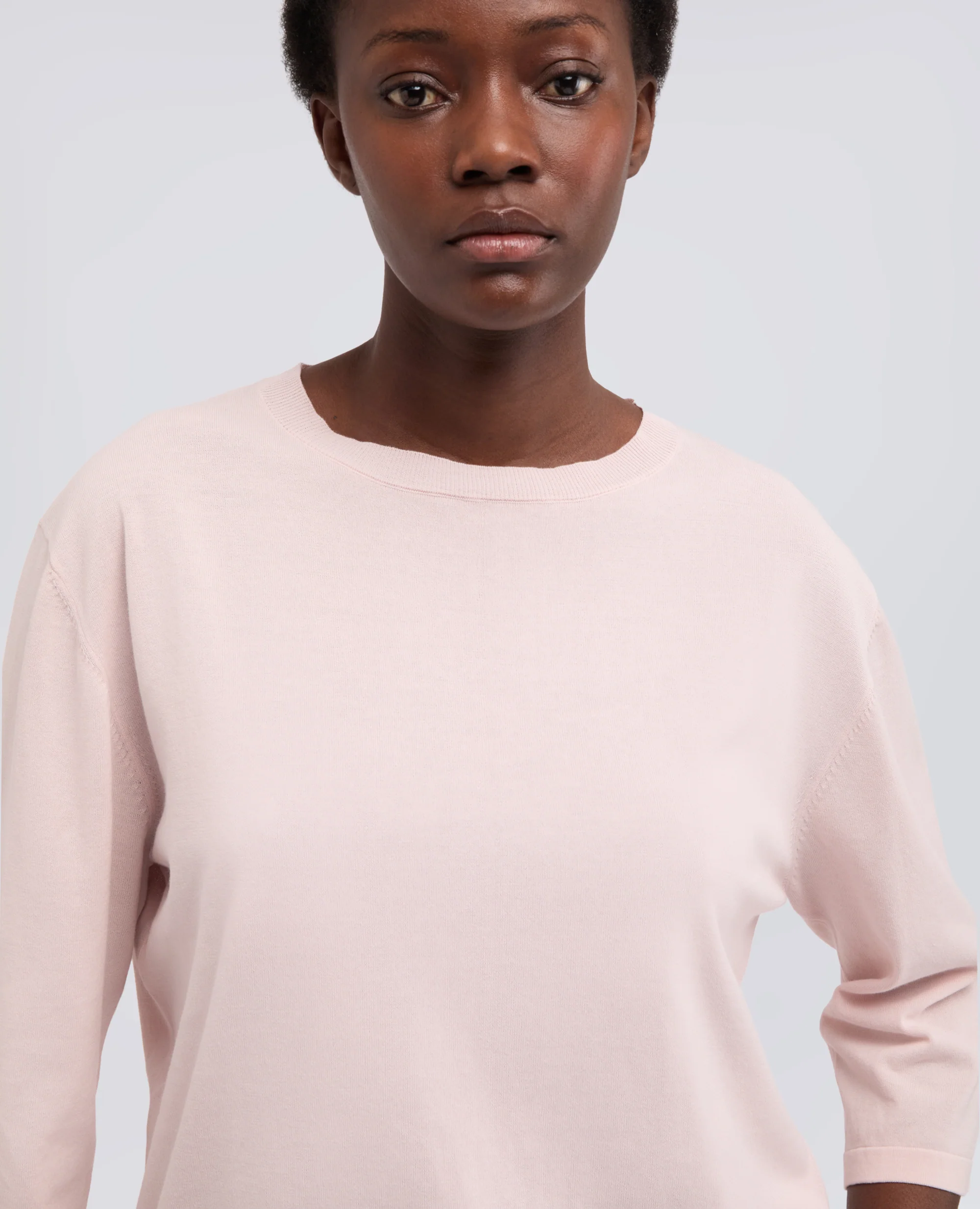 MAGLIA SCOLLO A BARCHETTA IN PURO COTONE - ROSA - Image 4