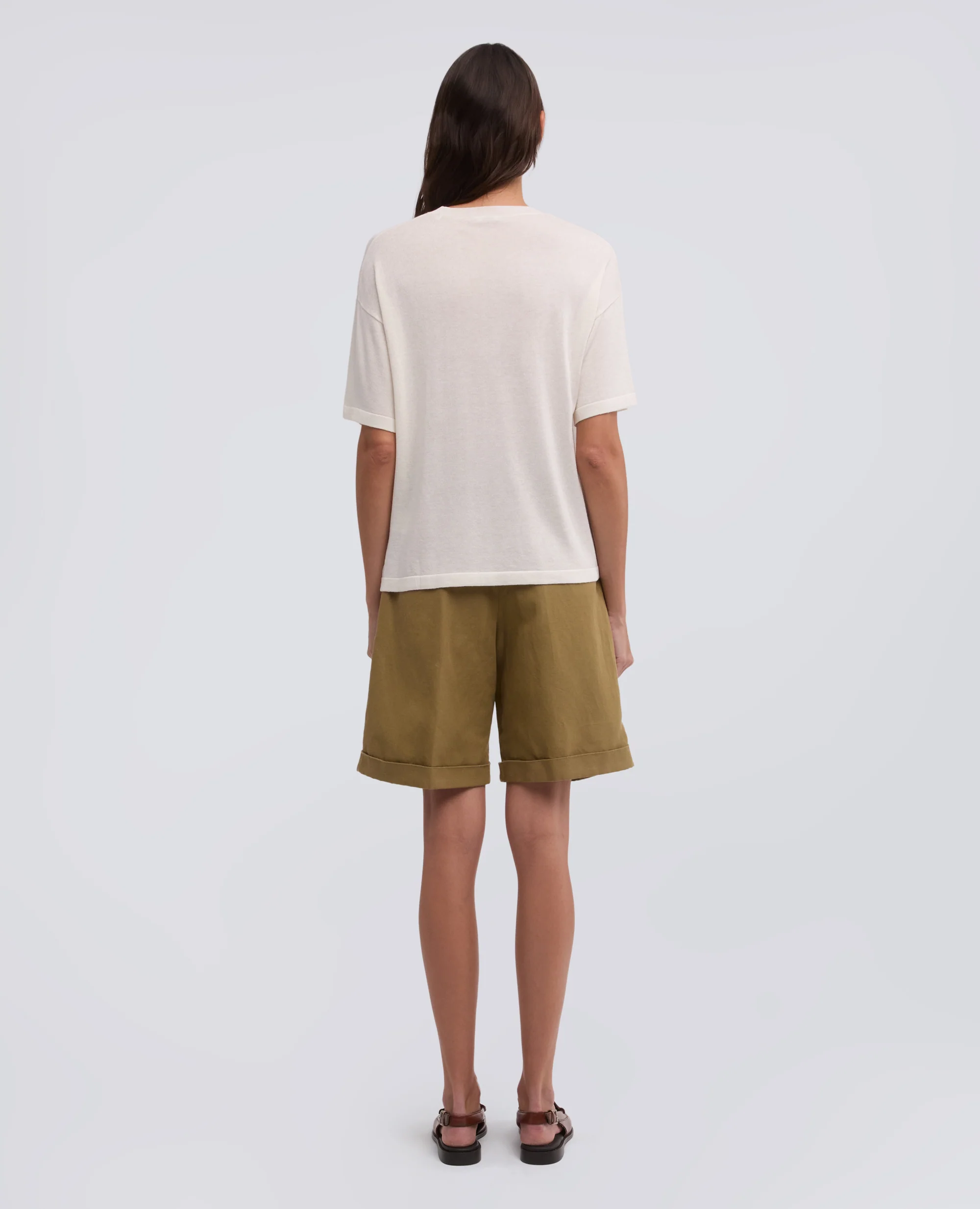 T-SHIRT DI MAGLIA IN MISTO SETA, COTONE E CASHMERE - BIANCO - Image 3