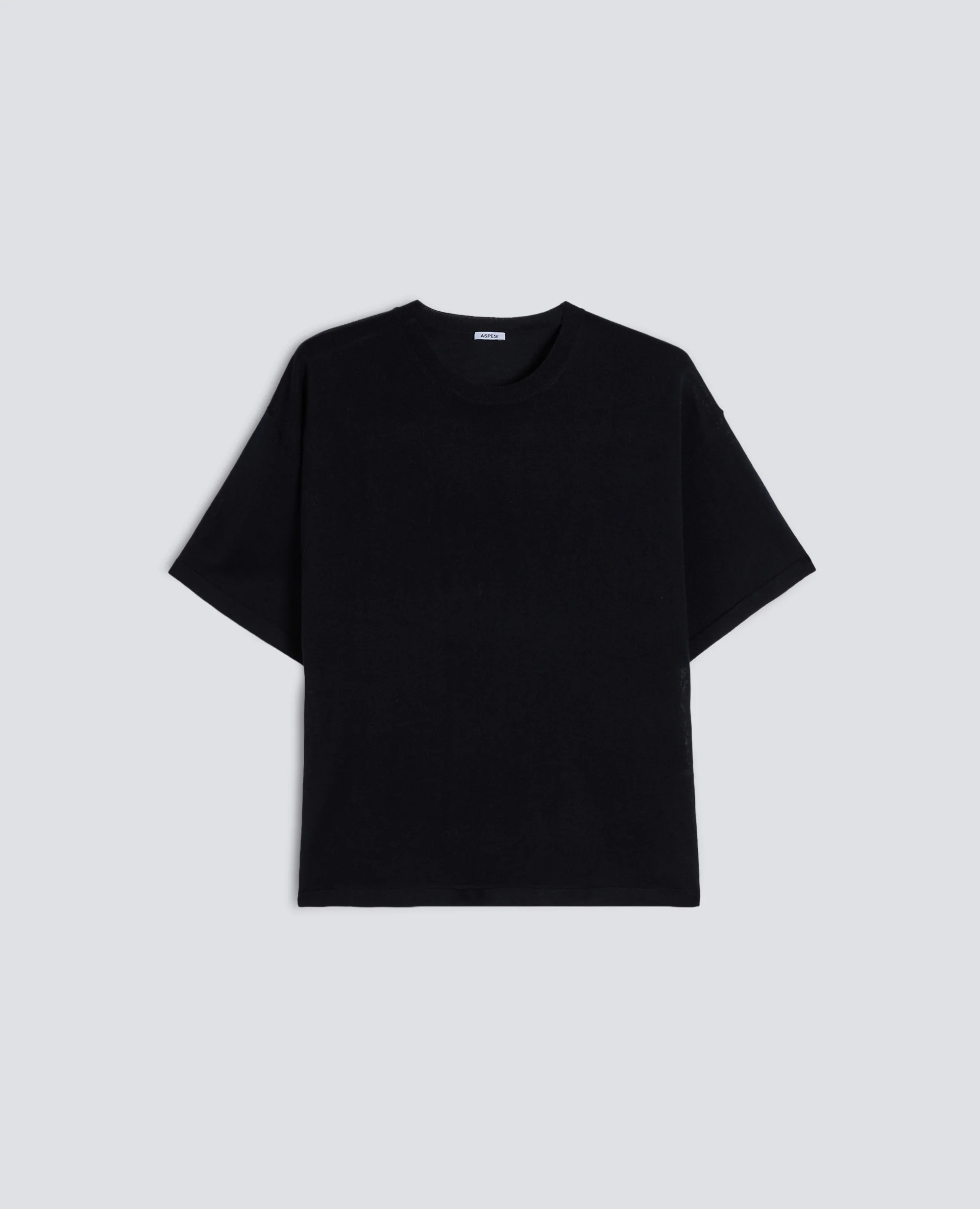 T-SHIRT DI MAGLIA IN MISTO SETA, COTONE E CASHMERE - BLU BLACK