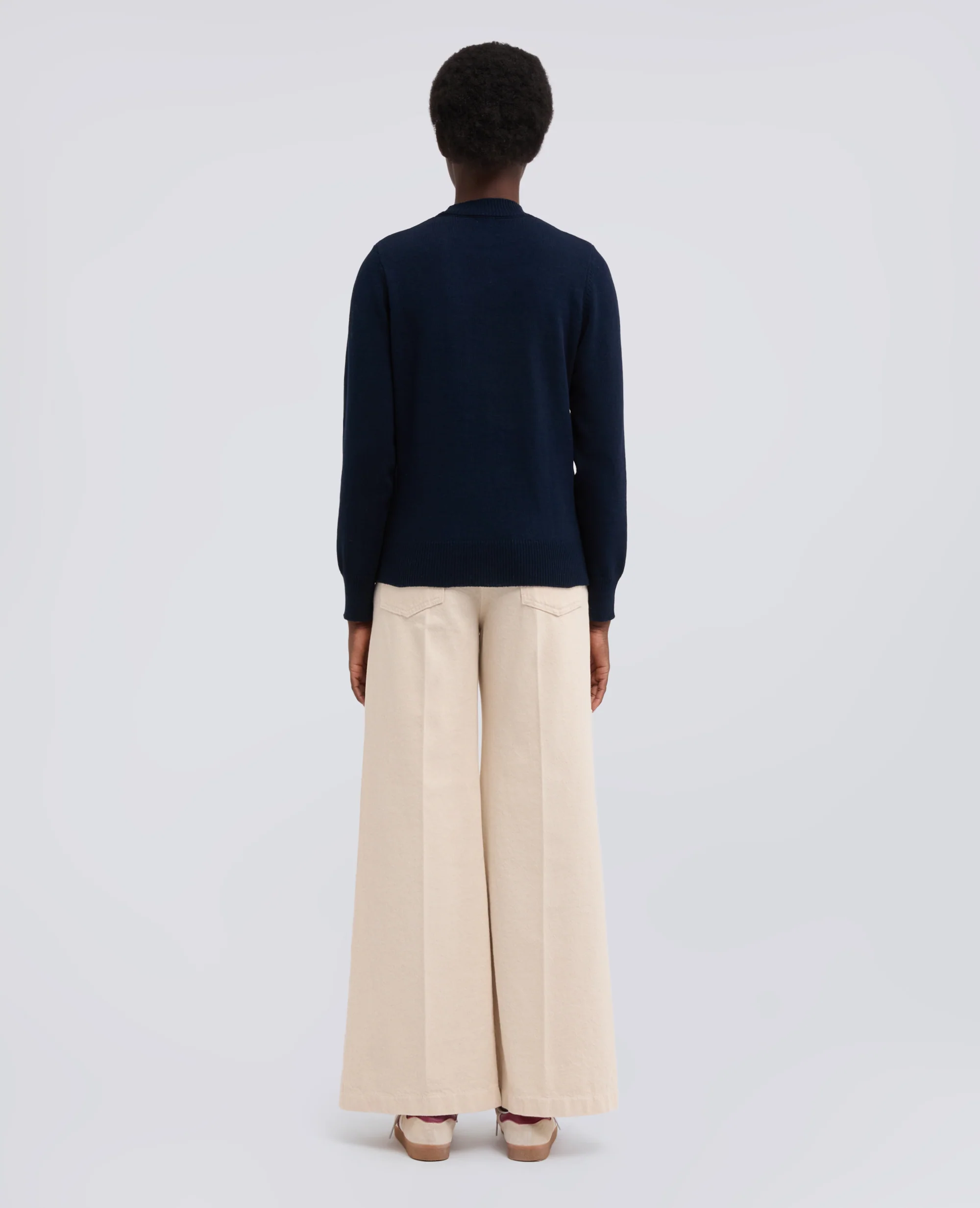 MAGLIA GIROCOLLO A MANICHE LUNGHE IN COTONE - NAVY - Image 3