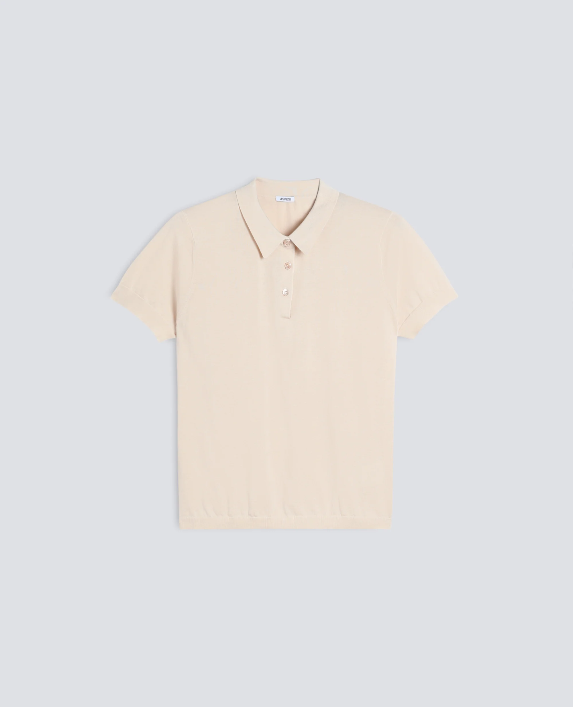 POLO IN MISTO COTONE, SETA E LINO - NATURALE