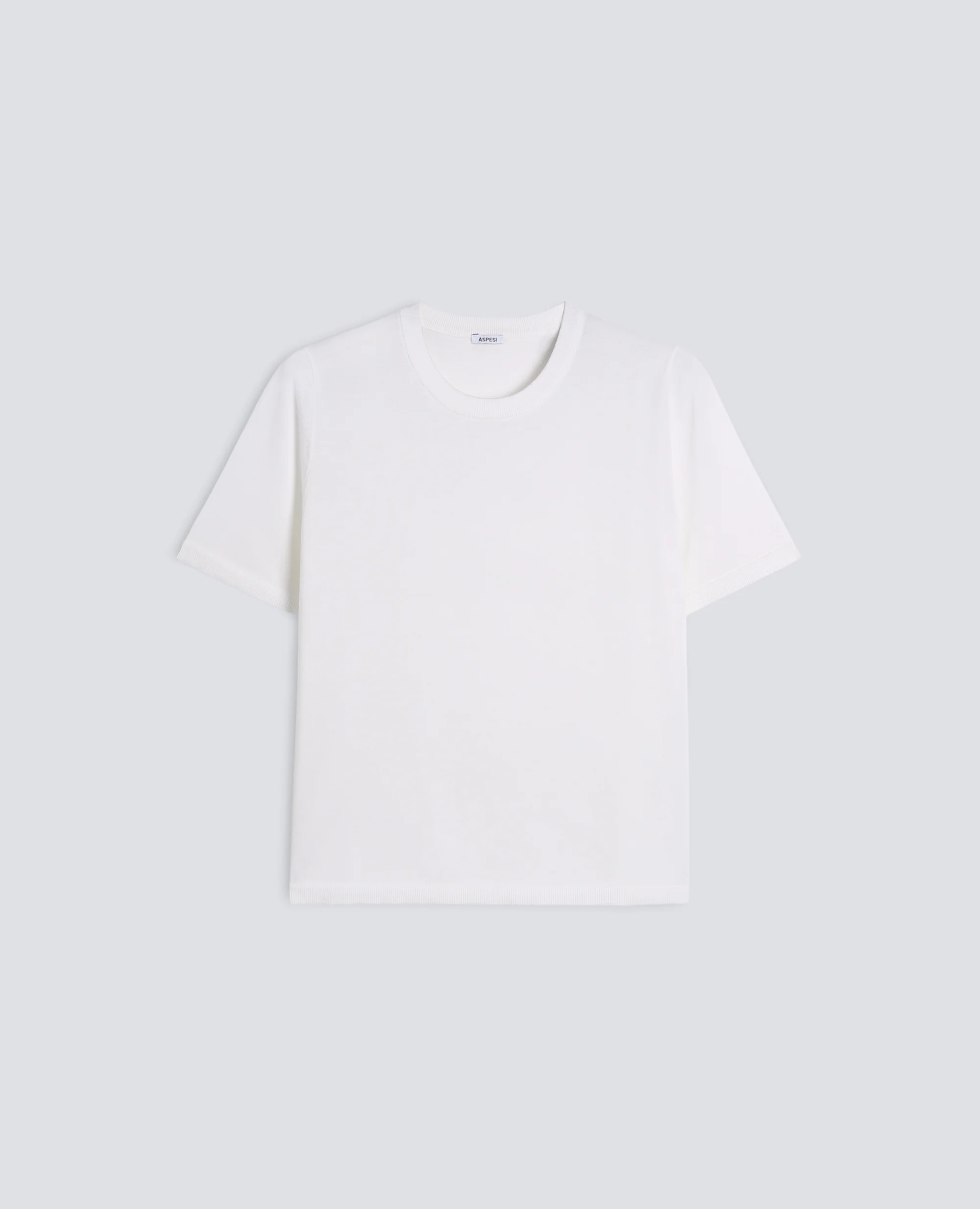 T-SHIRT GIROCOLLO IN MISTO COTONE, SETA E LINO - BIANCO