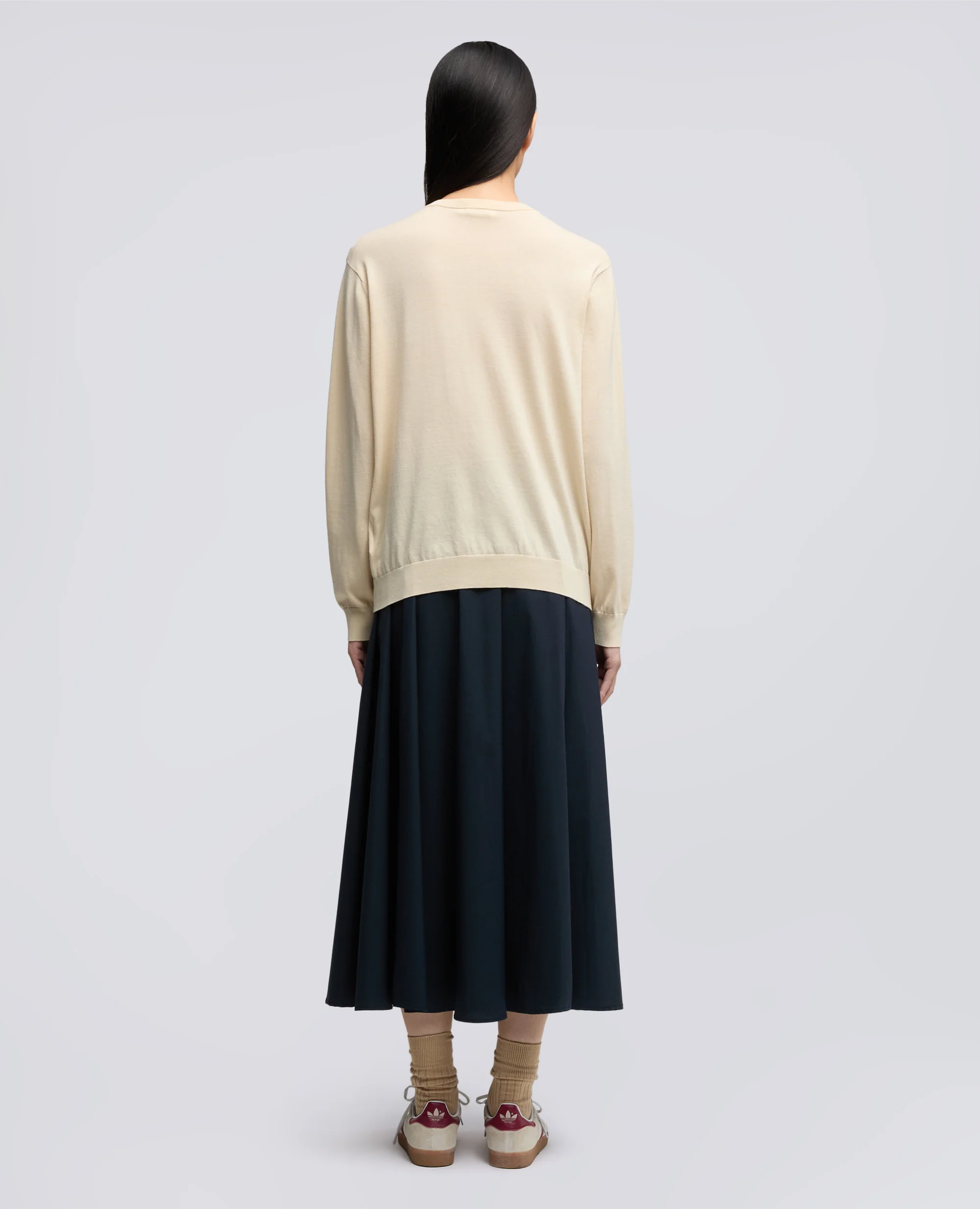 MAGLIA GIROCOLLO IN MISTO COTONE, SETA E LINO - NATURALE - Image 3