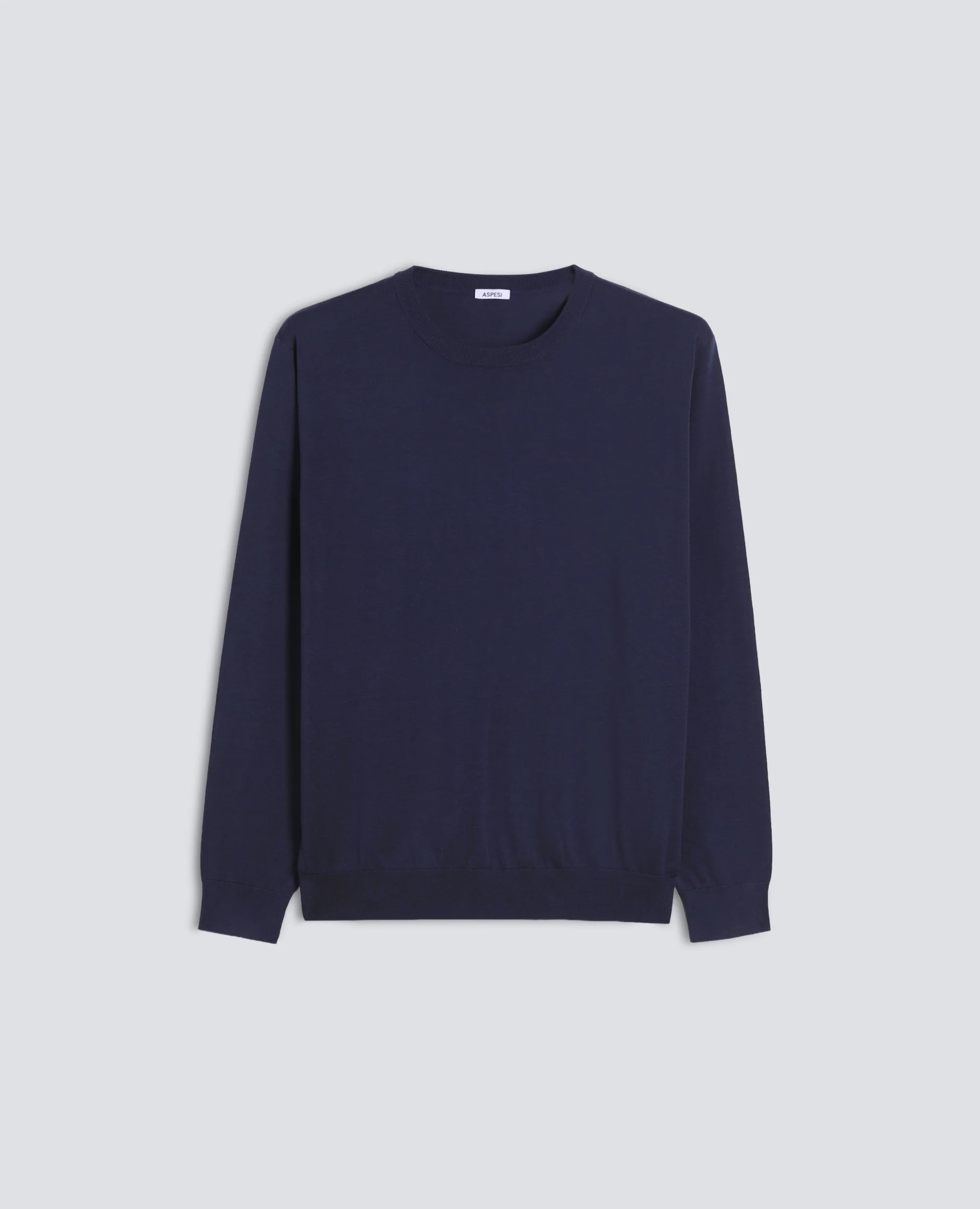 MAGLIA GIROCOLLO IN MISTO COTONE, SETA E LINO - NAVY