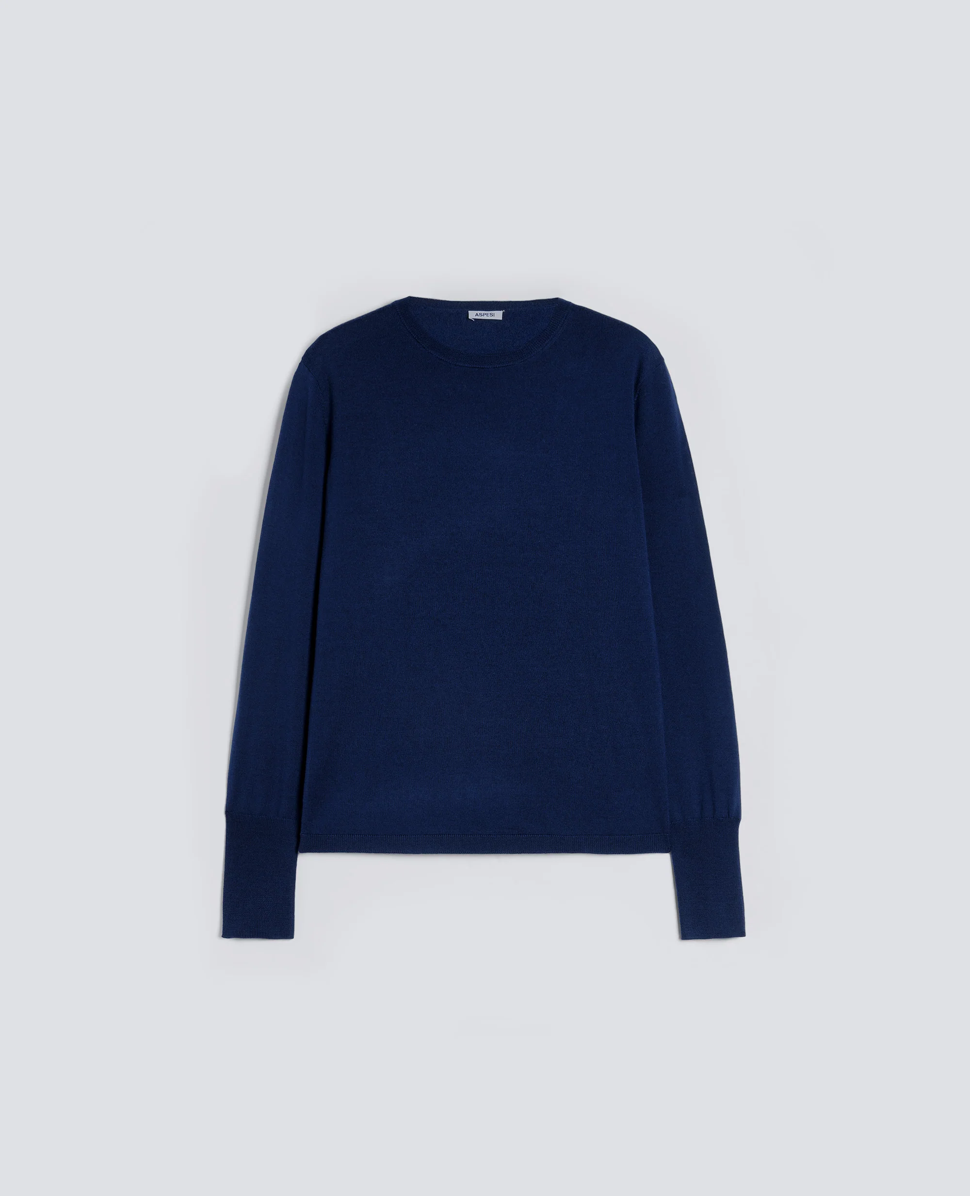 MAGLIA GIROCOLLO IN LANA MERINO - BLU