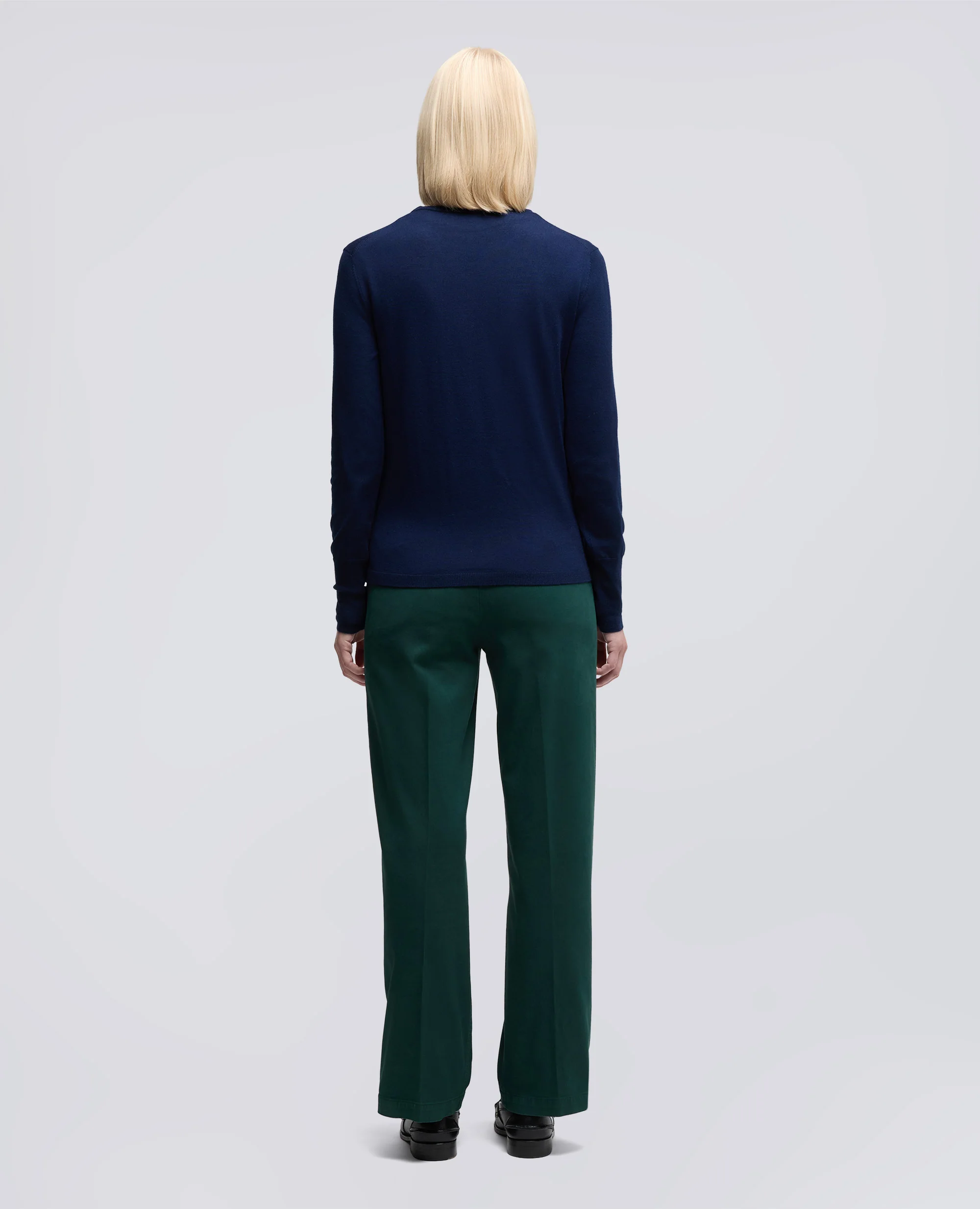 MAGLIA GIROCOLLO IN LANA MERINO - BLU - Image 3