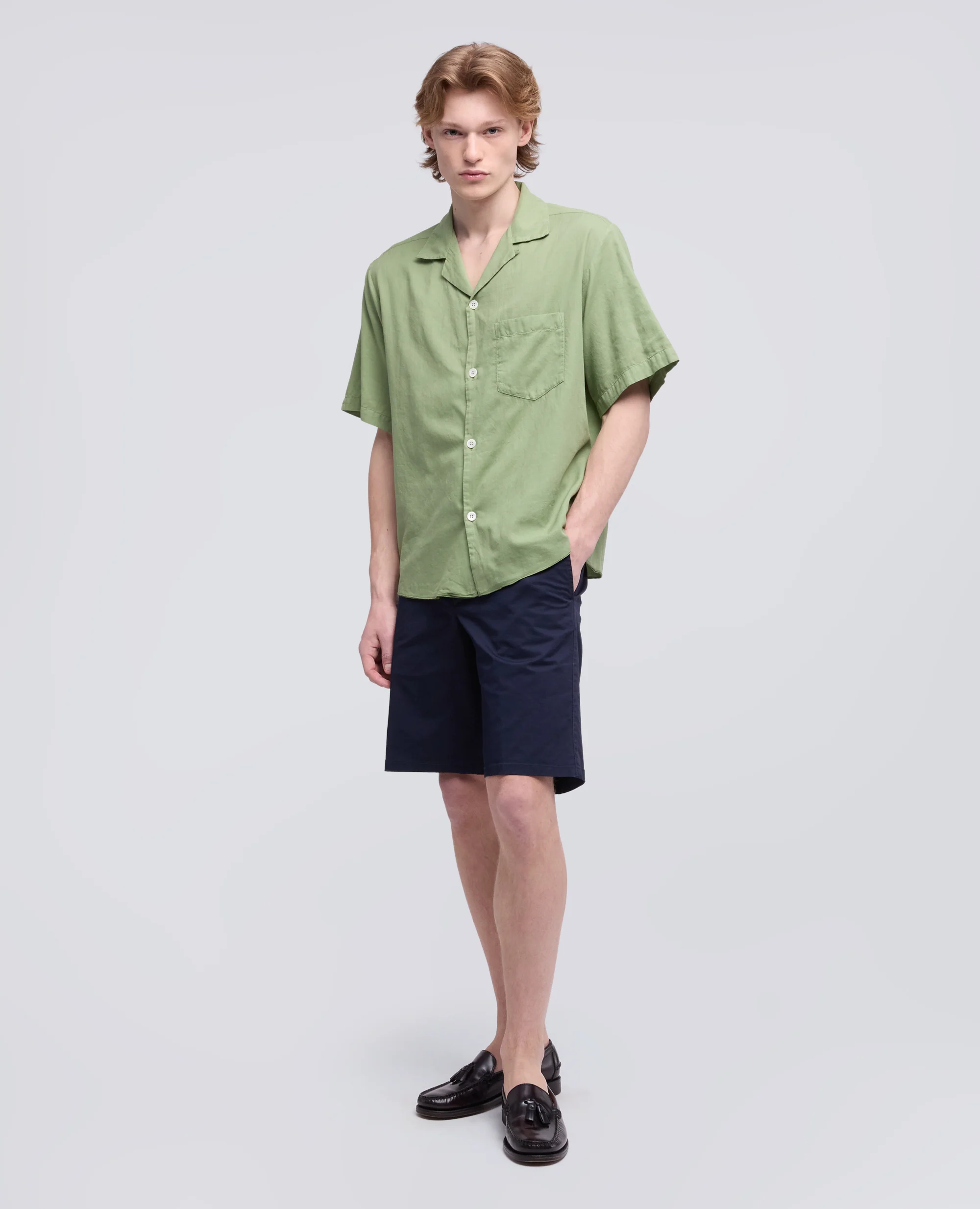 BERMUDA IN TWILL DI COTONE STRETCH - NAVY - Image 2