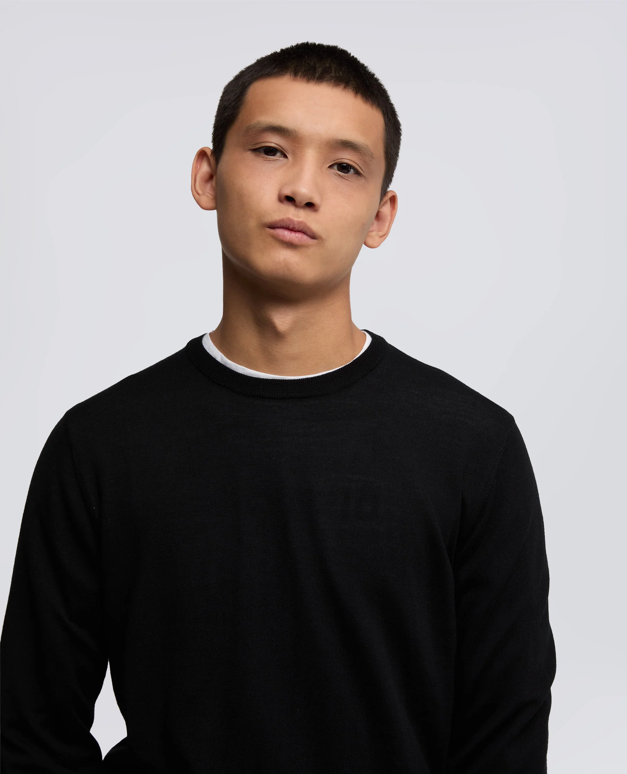 MAGLIA GIROCOLLO IN LANA RASATA - NERO - Image 4
