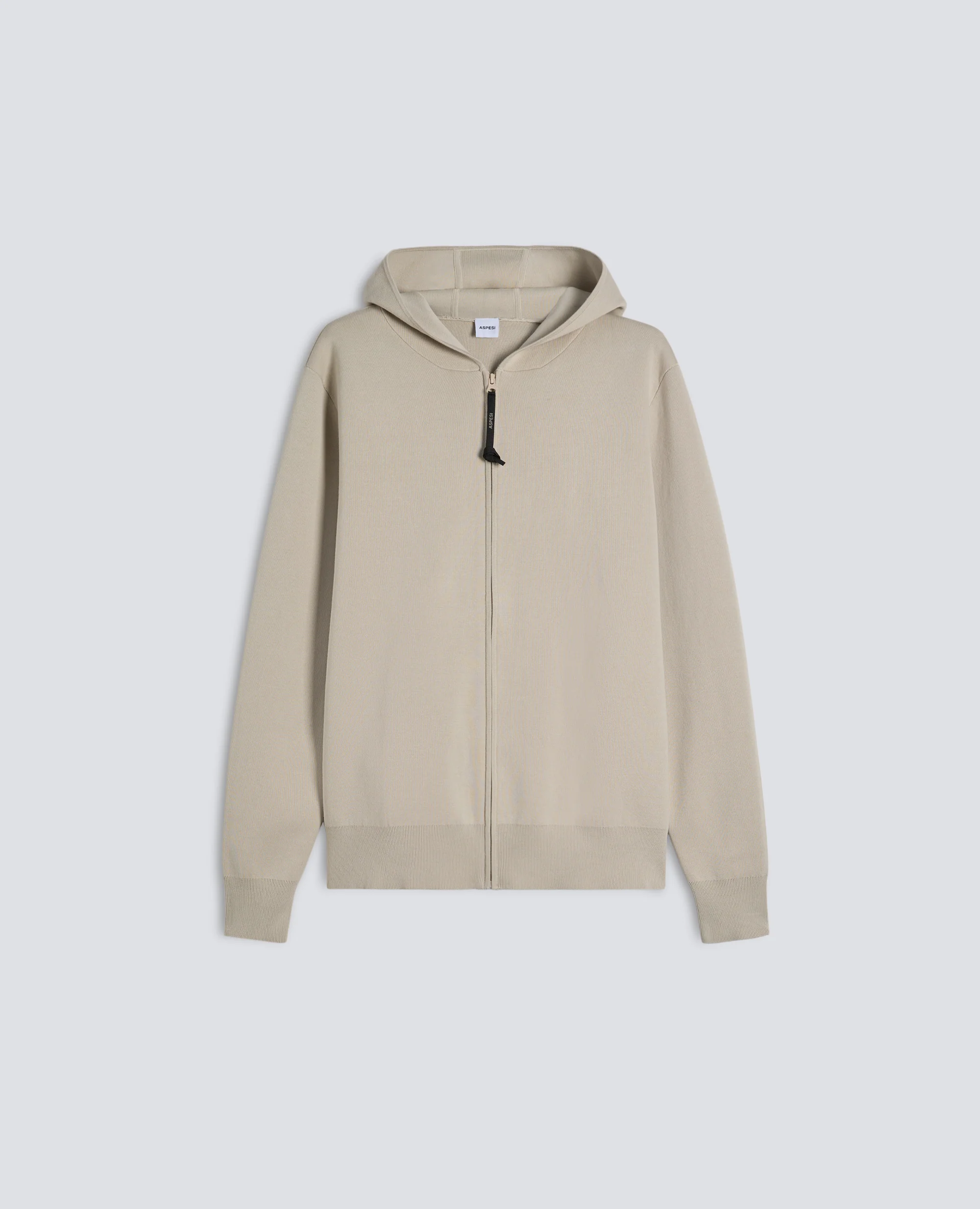 MAGLIA CON CAPPUCCIO IN COTONE DOPPIA FRONTURA - GESSO