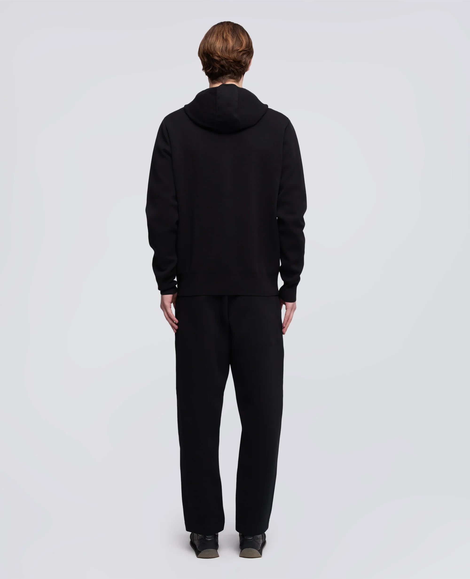 MAGLIA CON CAPPUCCIO IN COTONE DOPPIA FRONTURA - NERO - Image 3