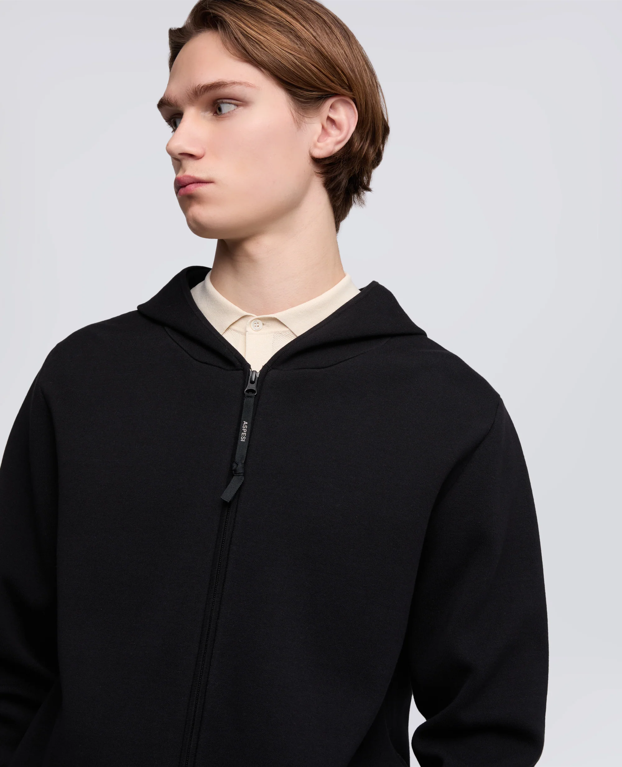 MAGLIA CON CAPPUCCIO IN COTONE DOPPIA FRONTURA - NERO - Image 4