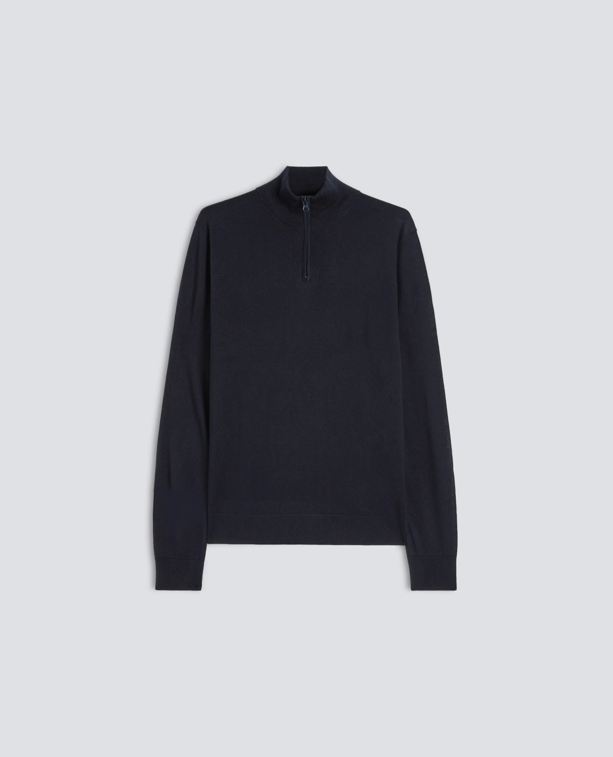 MAGLIA CON ZIP IN MISTO SETA, COTONE E CASHMERE - BLU BLACK
