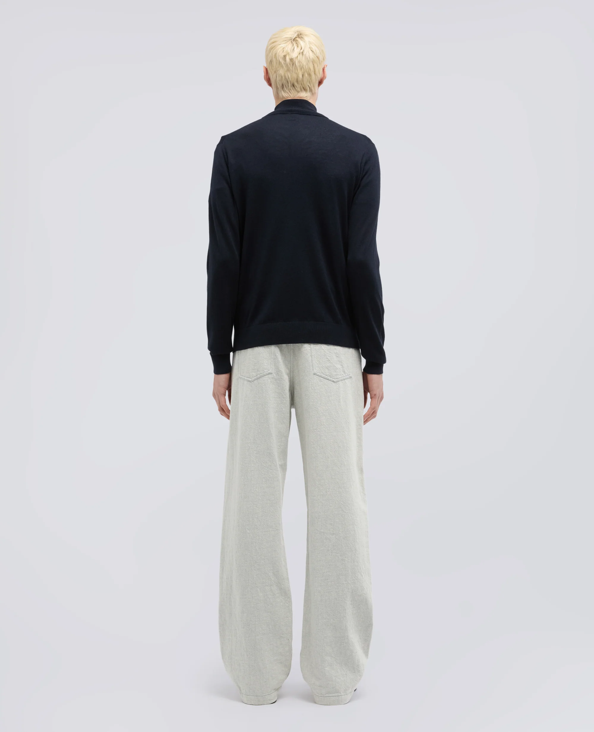 MAGLIA CON ZIP IN MISTO SETA, COTONE E CASHMERE - BLU BLACK - Image 3