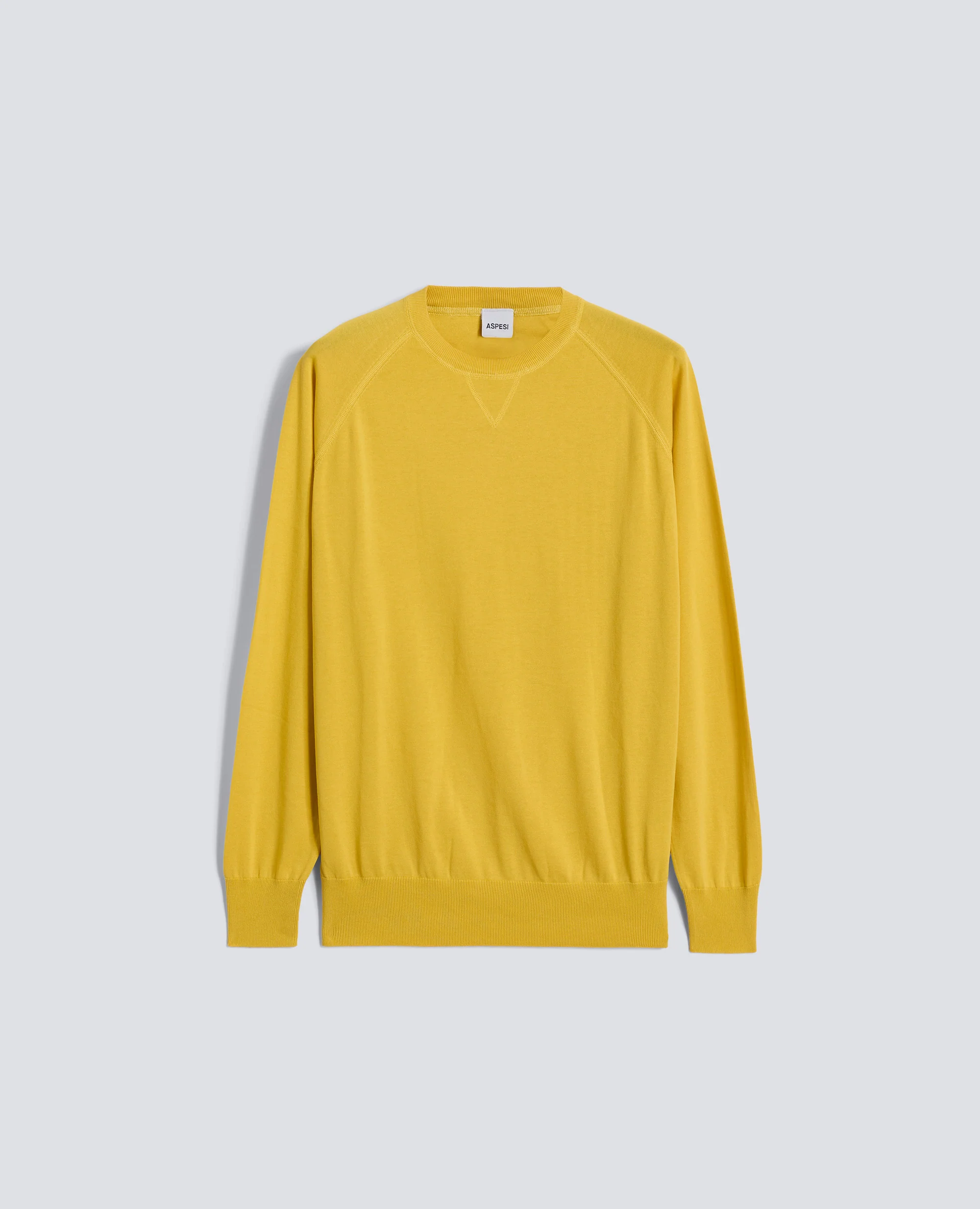 MAGLIA GIROCOLLO IN COTONE - GIALLO