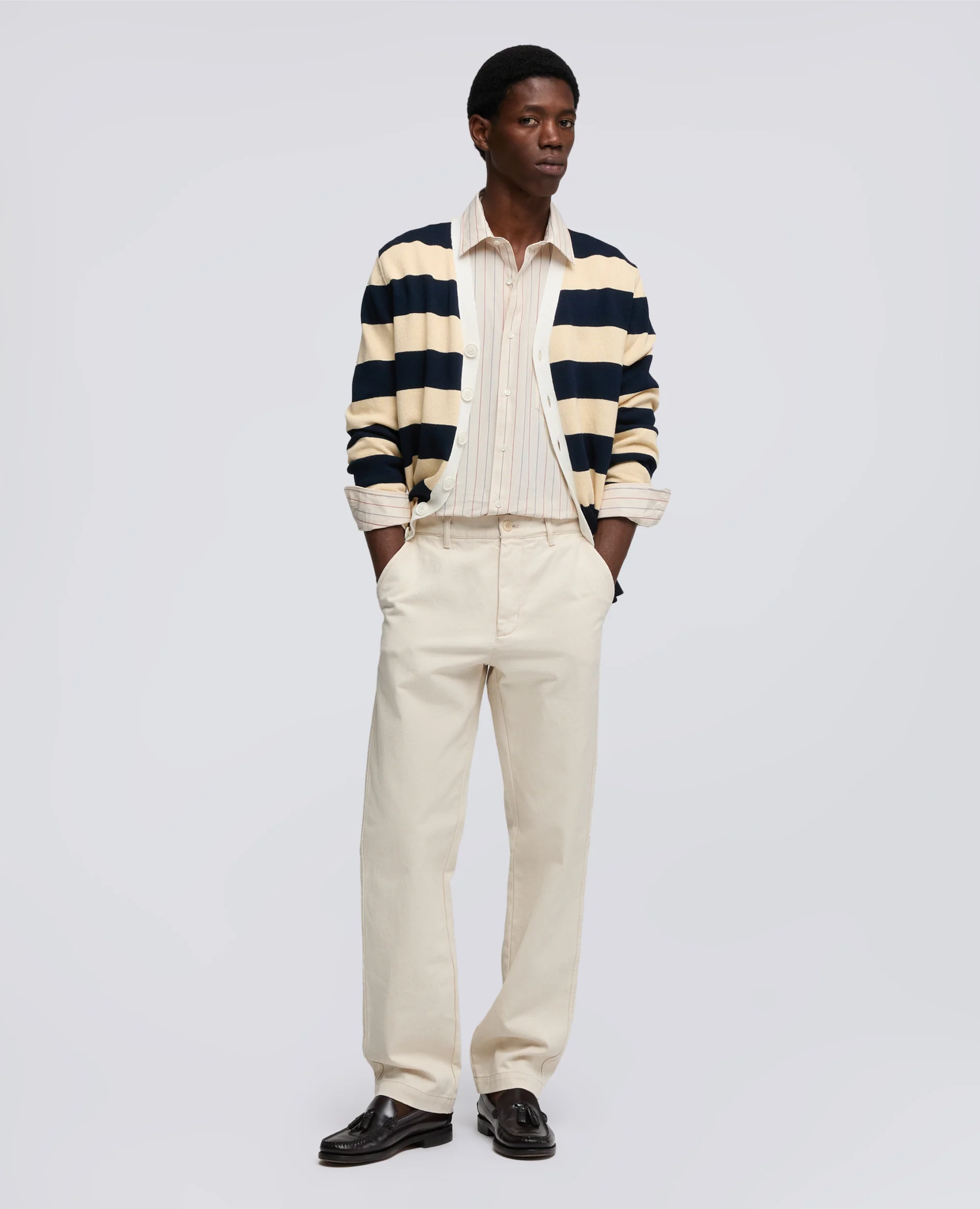 PANTALONE IN BULL DI COTONE NATURALE - NATURALE - Image 2