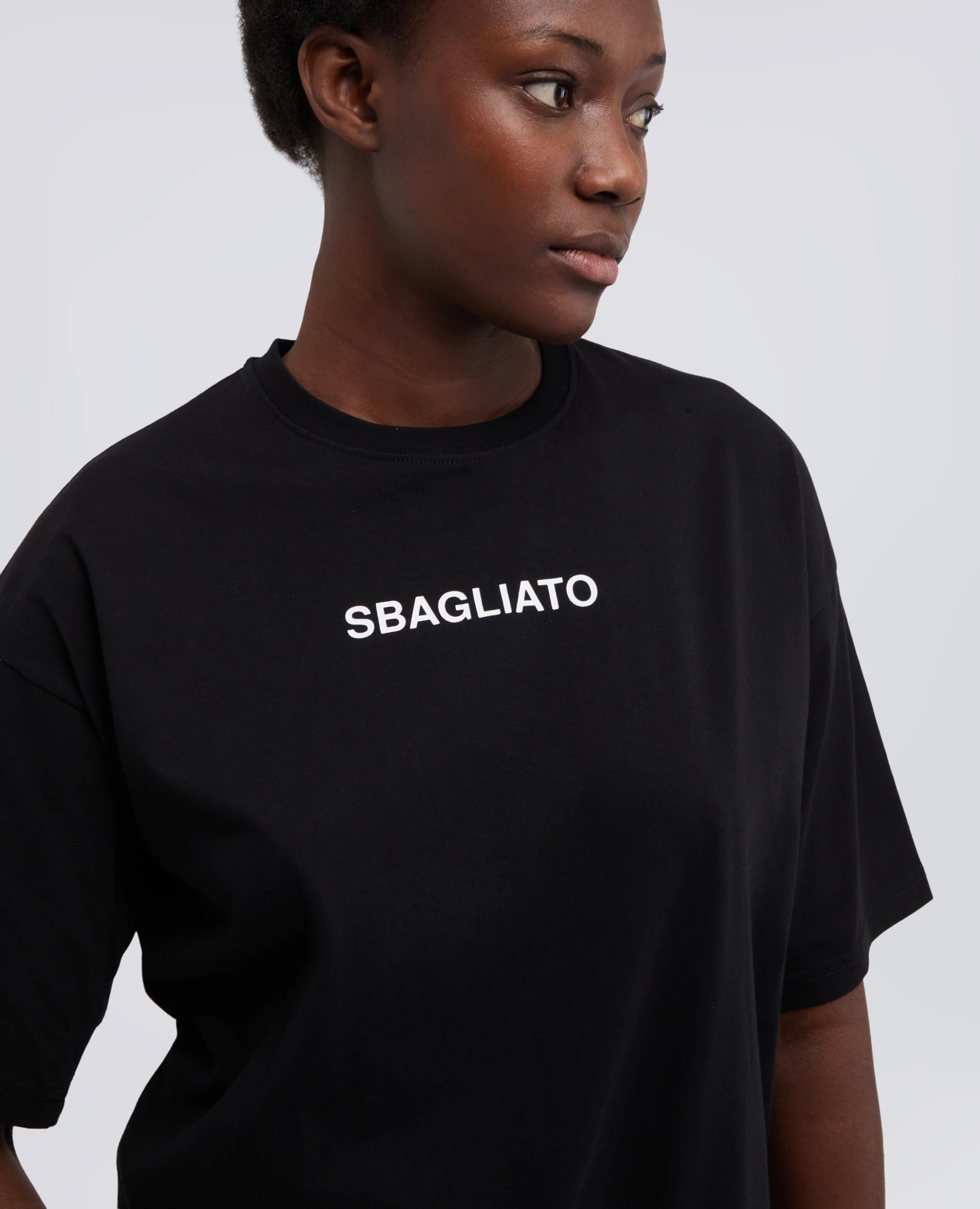 T-SHIRT IN JERSEY DI COTONE CON STAMPA "SBAGLIATO" - NERO - Image 4
