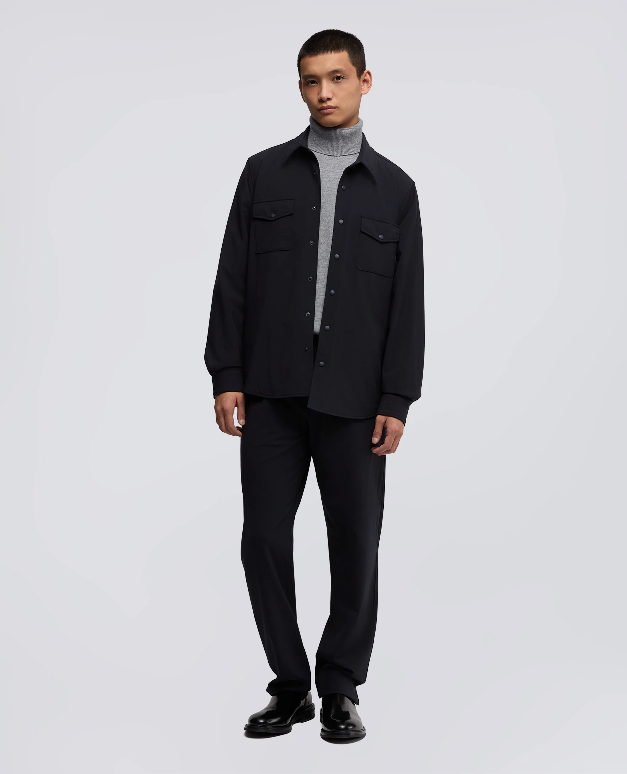 OVERSHIRT IN FLANELLA IMBOTTITA - NAVY - Image 2