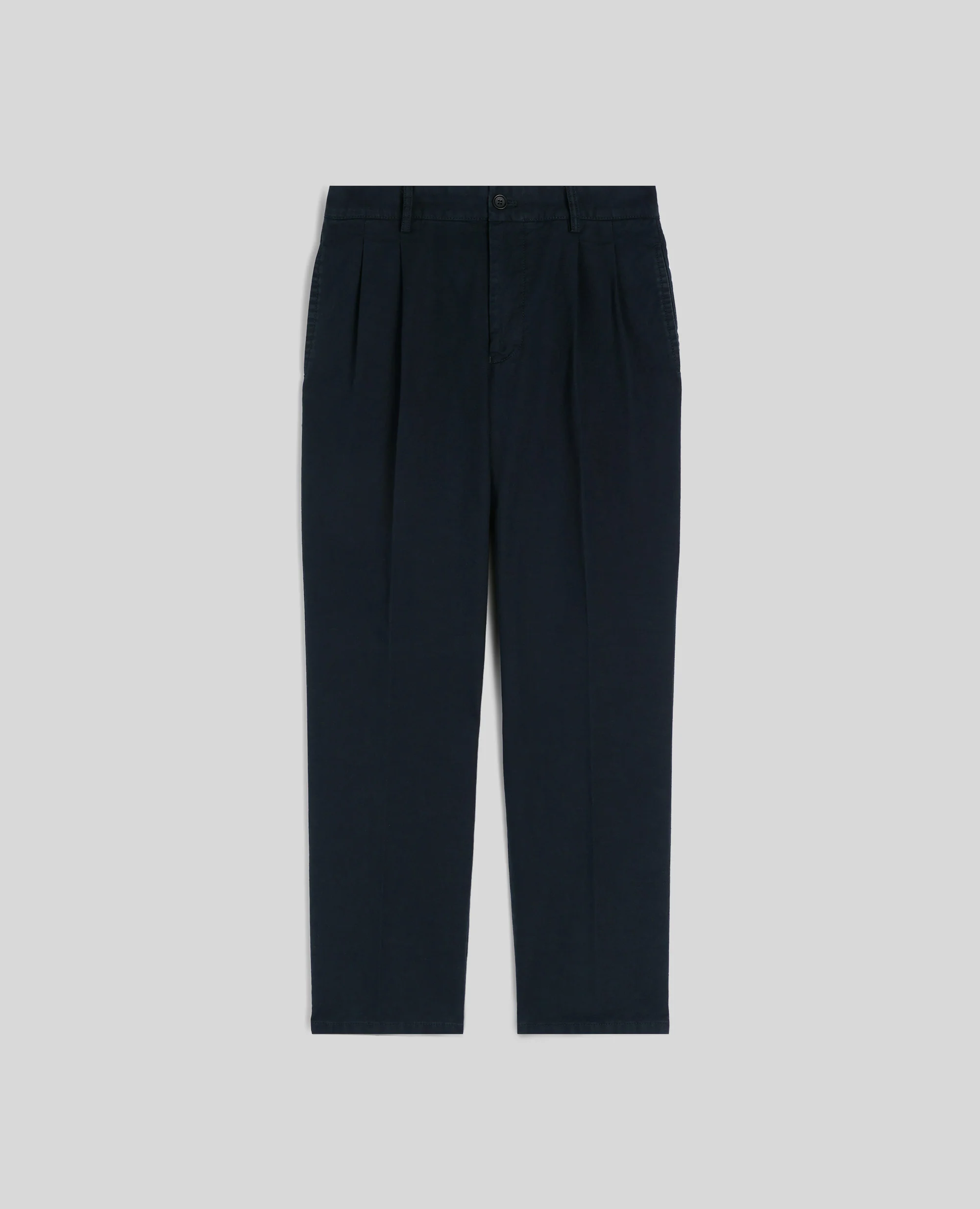 PANTALONE SLIM BANANA IN GABARDINA DI COTONE - NAVY
