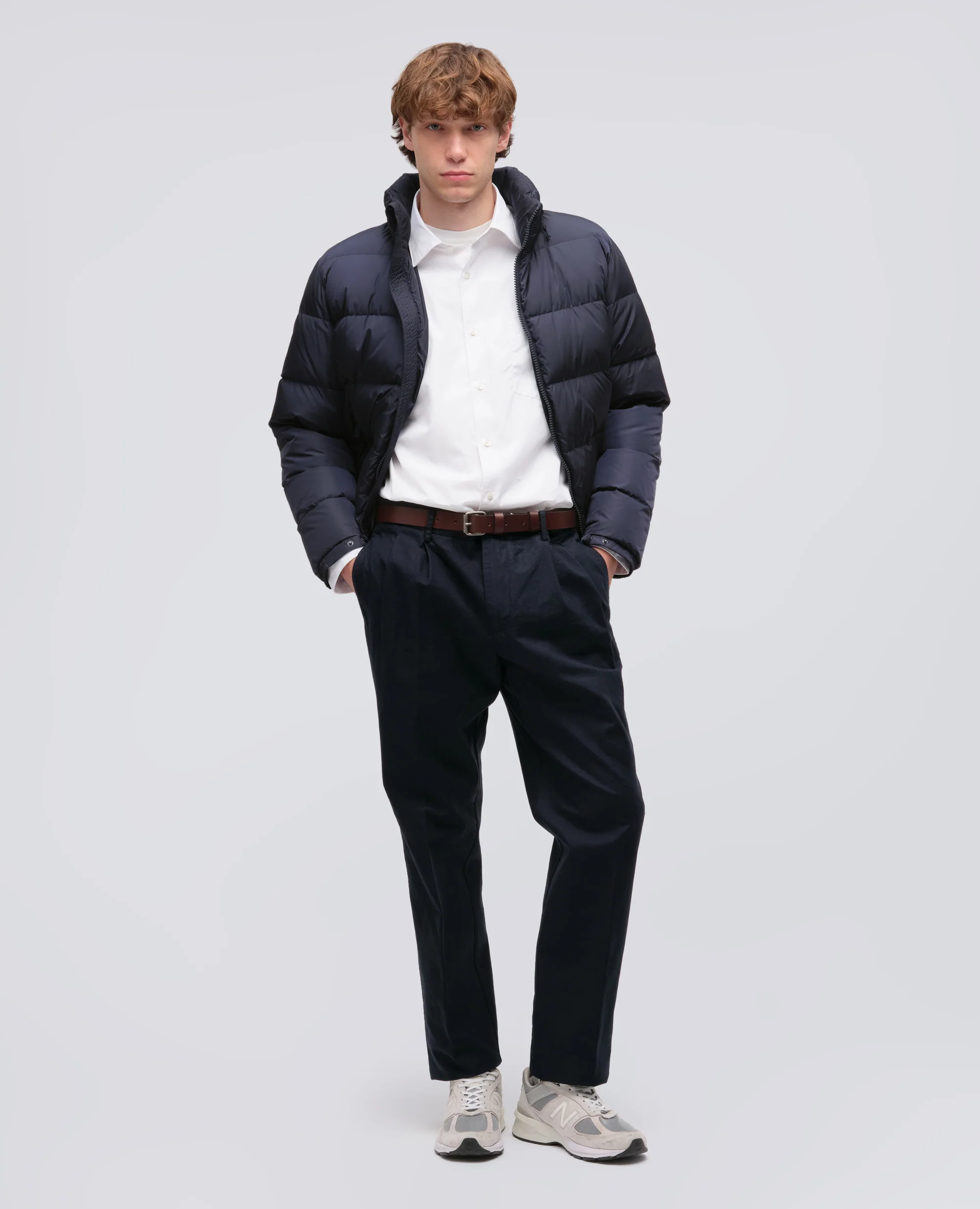 PANTALONE SLIM BANANA IN GABARDINA DI COTONE - NAVY - Image 2