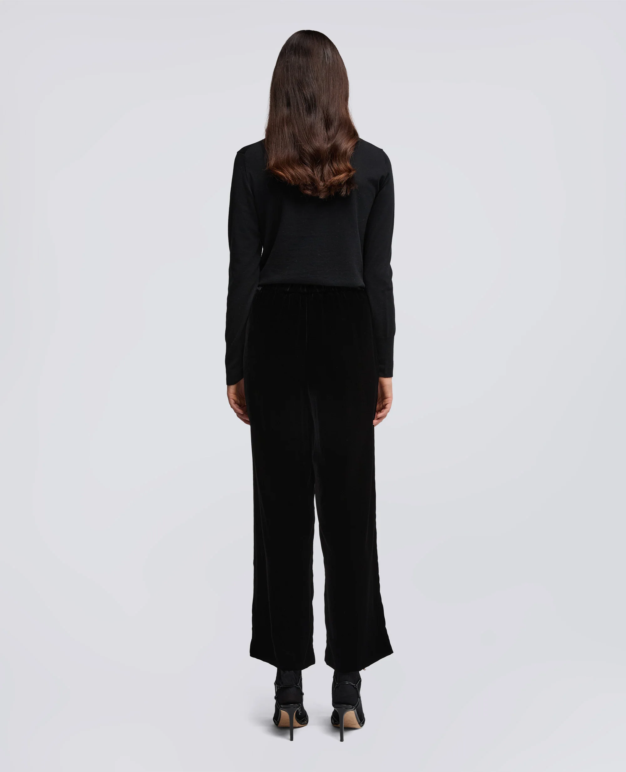 PANTALONE AMPIO IN VELLUTO LISCIO - NERO - Image 3