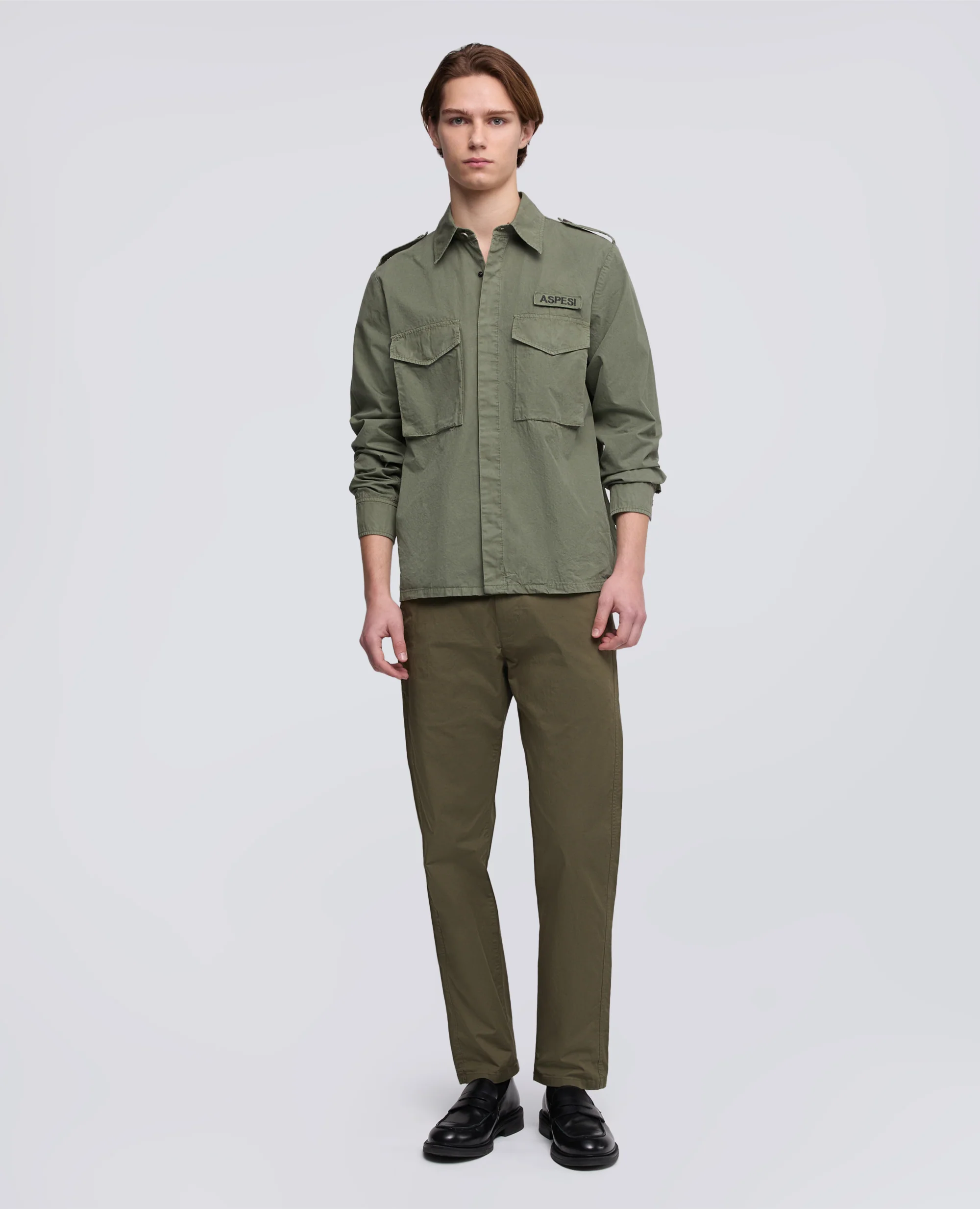PANTALONE IN TWILL DI COTONE STRETCH - MILITARE - Image 2