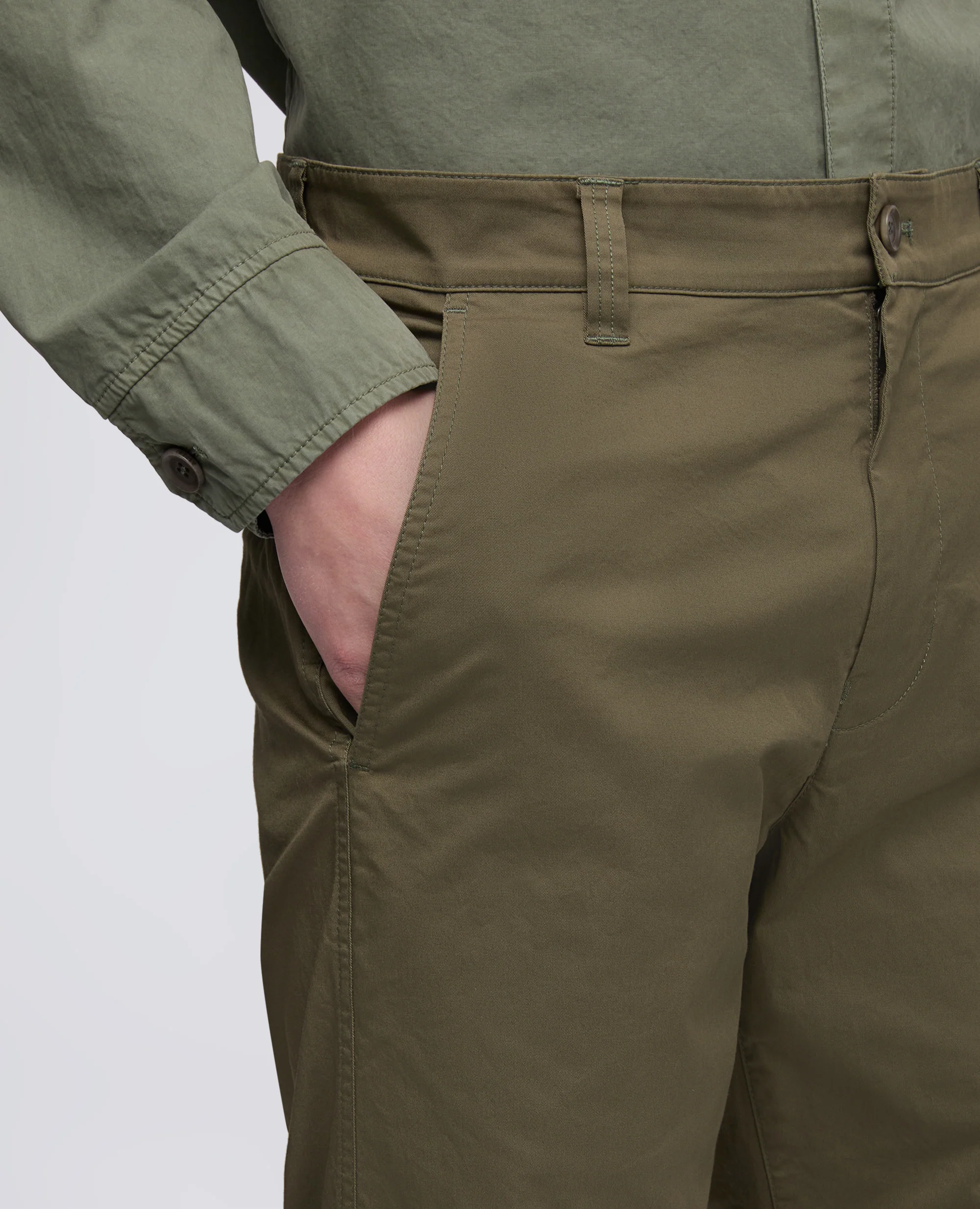 PANTALONE IN TWILL DI COTONE STRETCH - MILITARE - Image 4